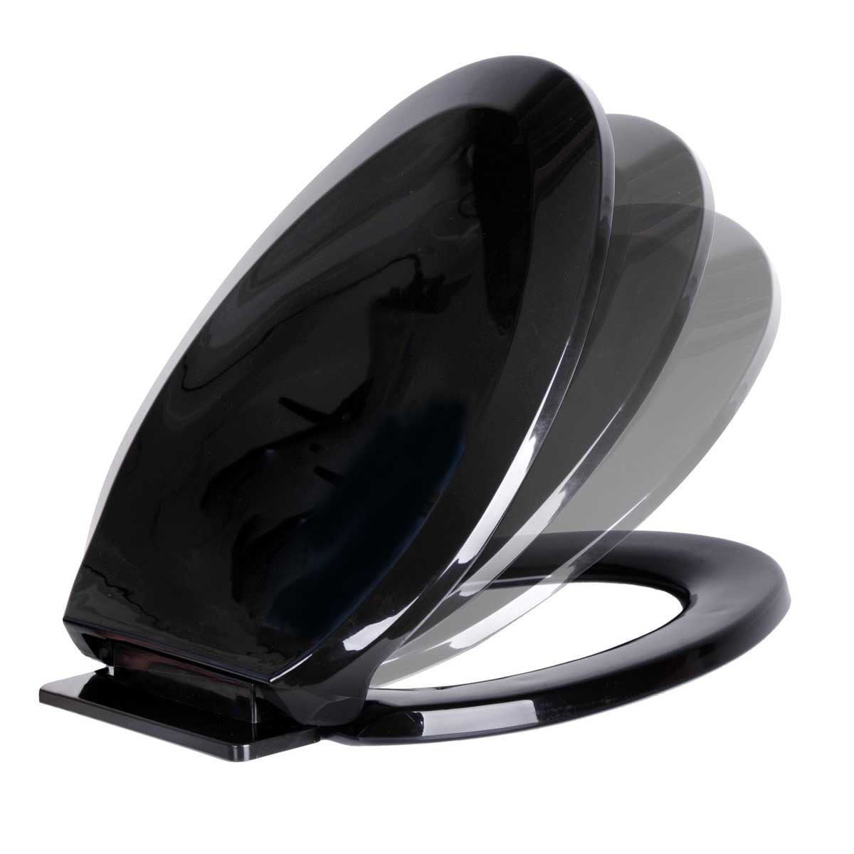 Renovator's Supply Elongated Toilet Seat (Black, 19.25 in) Slow Close Soft Close Plastic Lid with Adjustable Hinges khdga