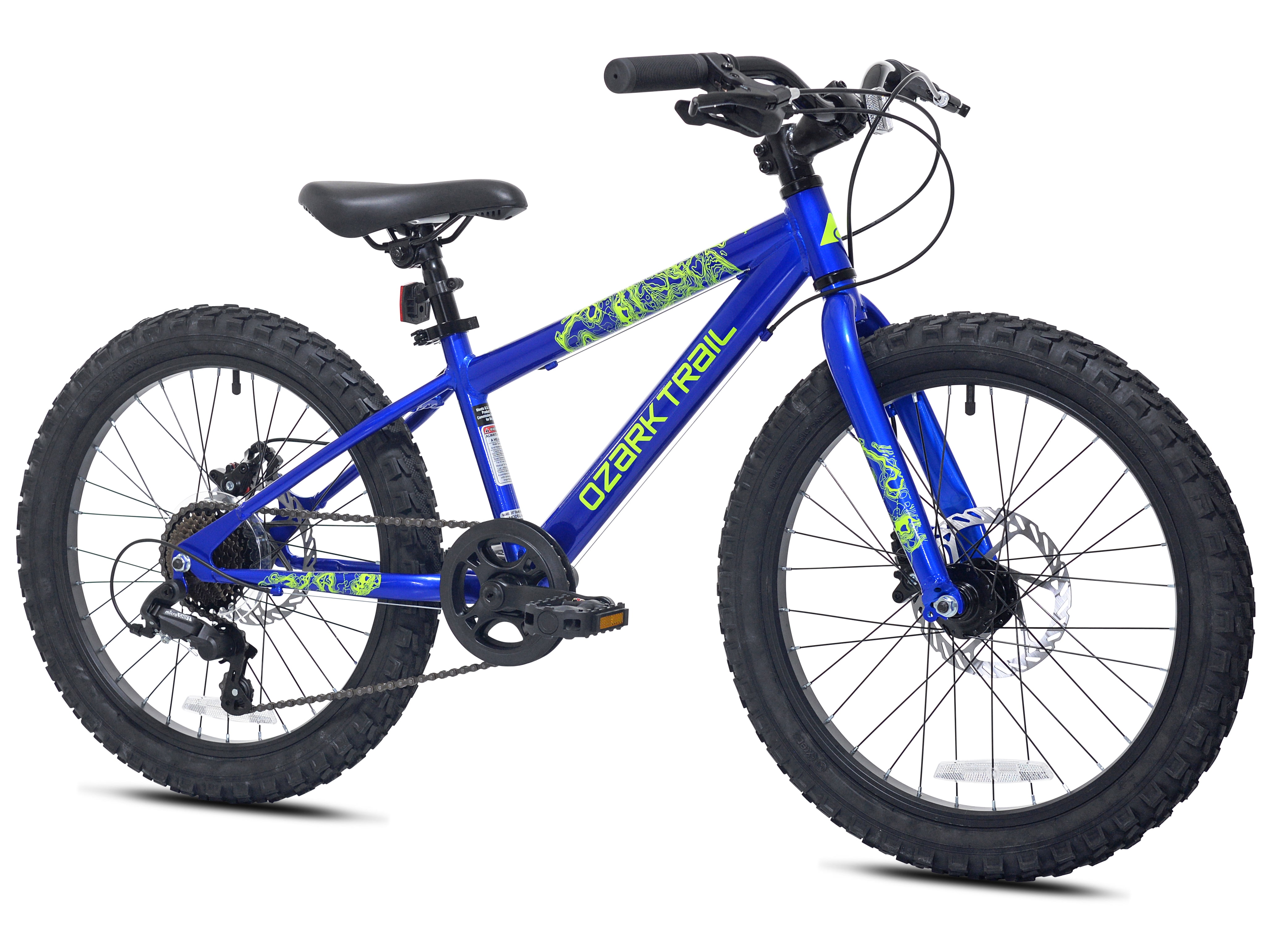Ozark Trail Mountain Bicycle, 7-Speed Drivetrain, Durable Steel Frame, Kids Trail Bike (Blue, 20 in) rxjyq