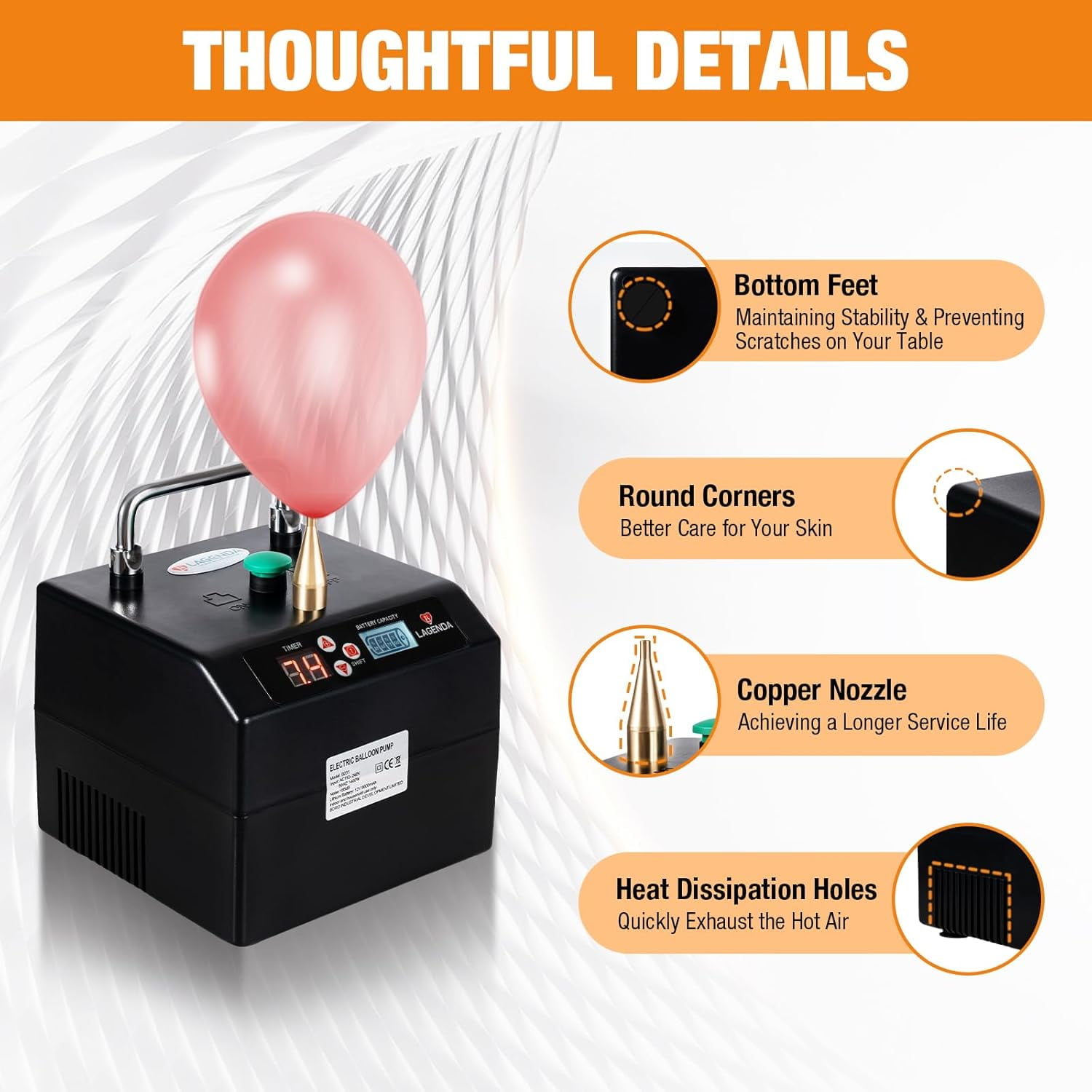 Lagenda B231 Electric Balloon Inflator Pump with Digital Timer for Party Decoration (Black, 1 Unit) 94khm