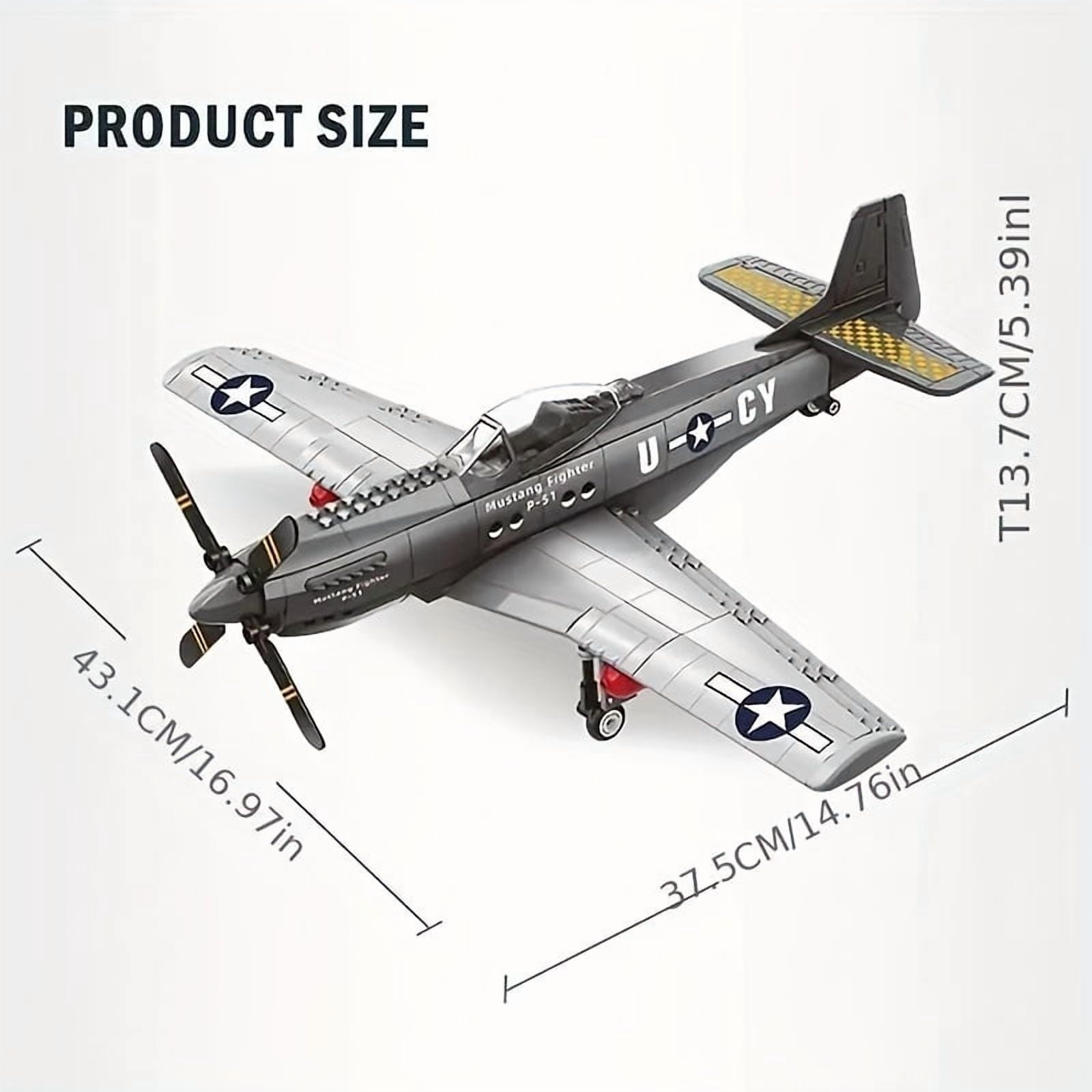 Yuuchoringee P-51 Mustang Fighter Plane Building Block Set, Military Aircraft Model Construction Kit (285 Pieces) xx0y4