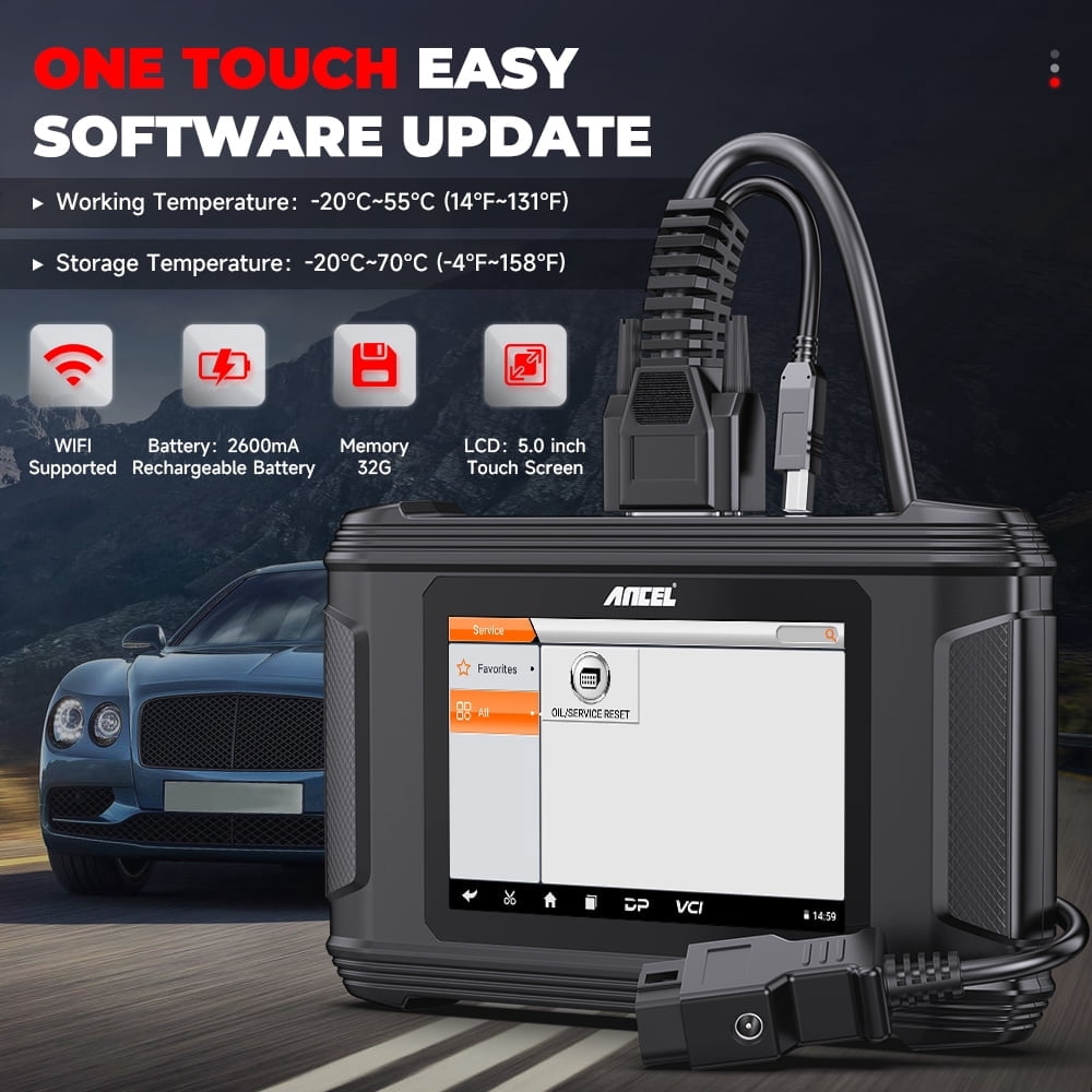 ANCEL DM500 OBD2 Scanner Car Diagnostic Tool and Odometer Correction Reader (Black) axw3j