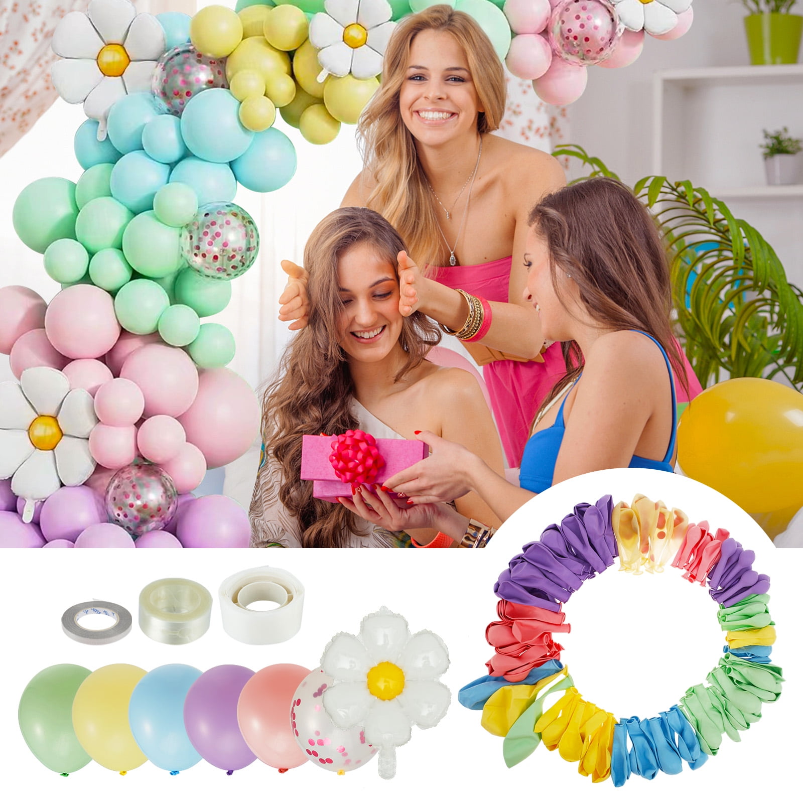Toorise Daisy Balloon Arch Kit for Party Decorations (Multicolor Pastel, 1 Kit) la72l