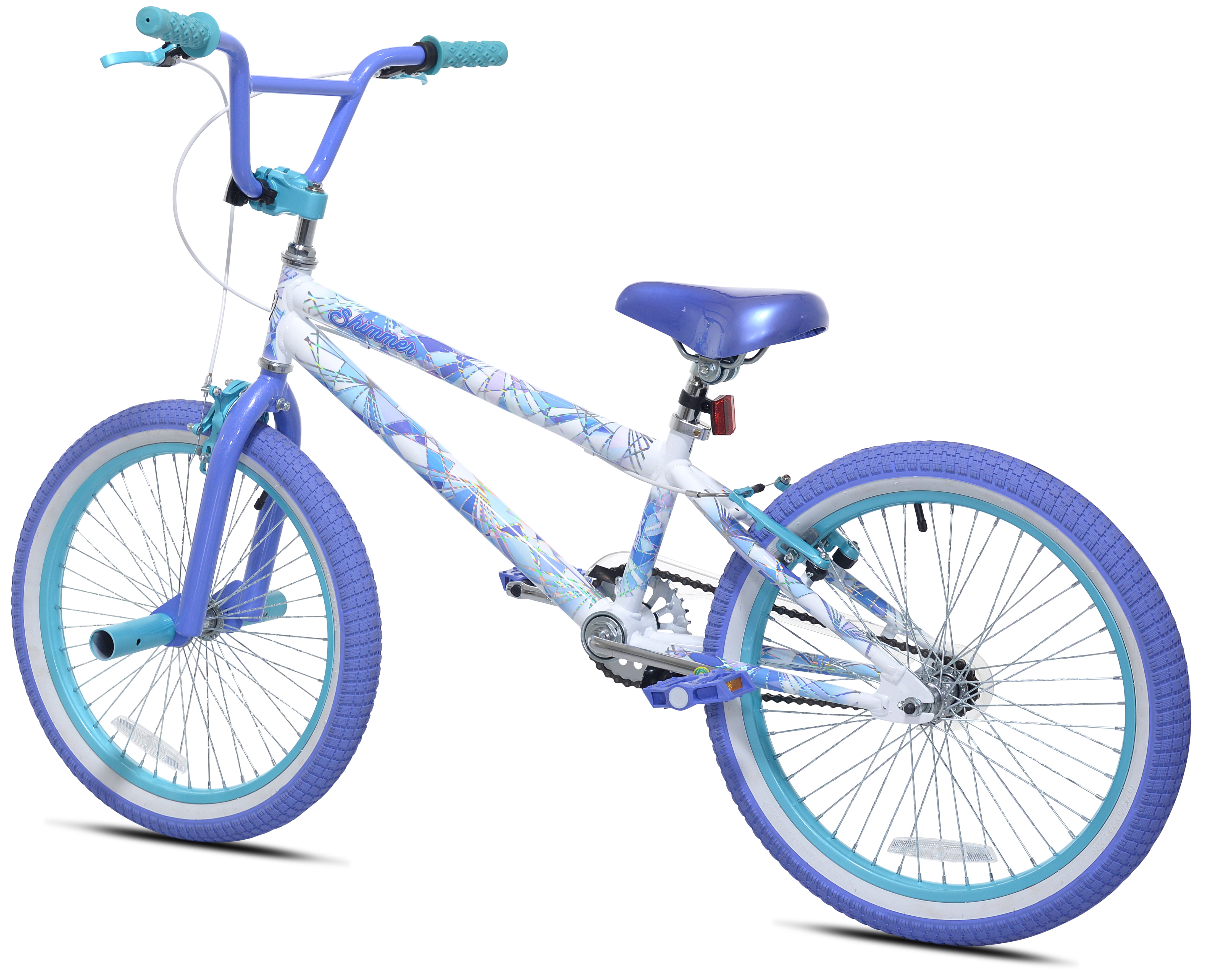 Kent Shimmer BMX Bicycle, Durable Steel Frame, Dual Caliper Brakes (White/Purple, 20 in) rzftm