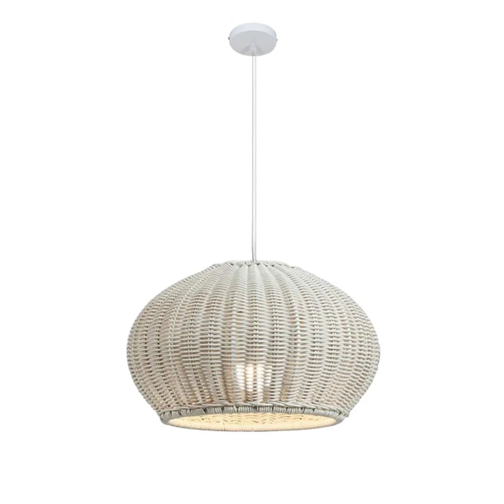 LittleGlovo Hand-woven Rattan Chandelier Waterproof Outdoor Hanging Light (Natural, 12 in) e5toj