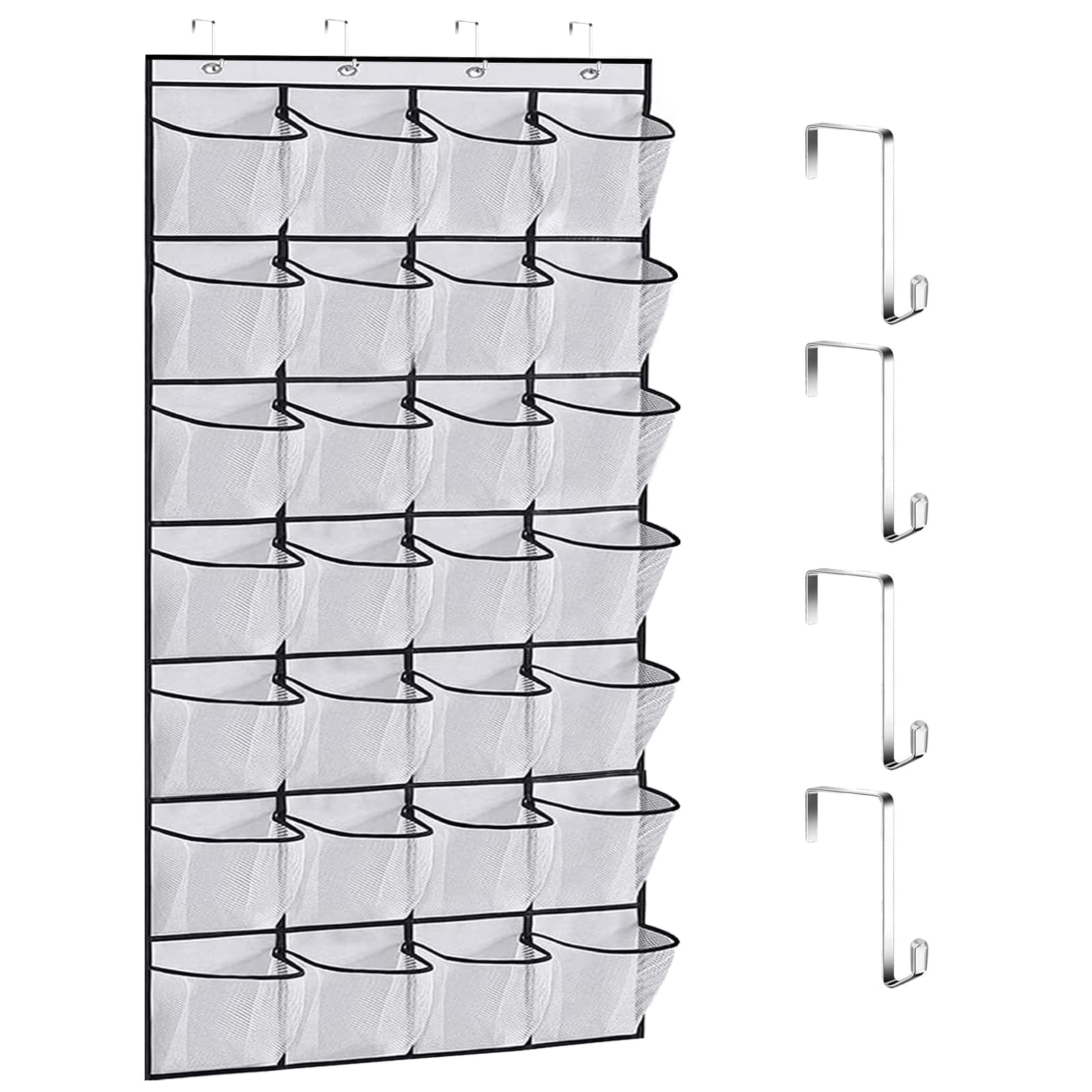 Torio Over the Door Shoe Organizer, 28 Large Breathable Pockets, Hanging Closet Storage for Small Spaces (White, 28 Pockets) hdib9