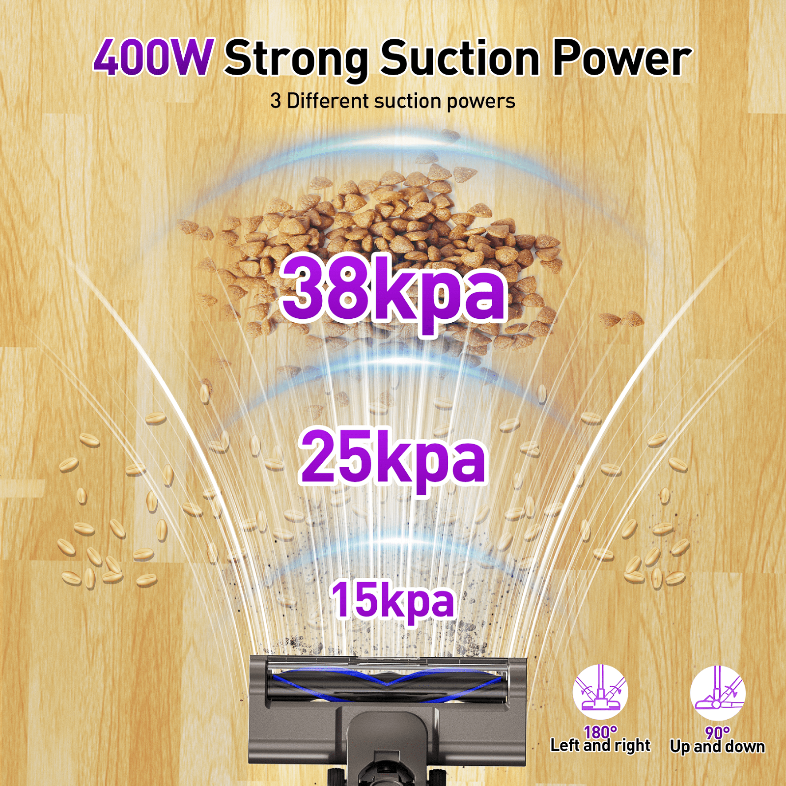 KANFUAQ Cordless Stick Vacuum Cleaner, Powerful 38KPA Suction, Lightweight for Pet Hair and Carpet (1 Liter) mq1a6
