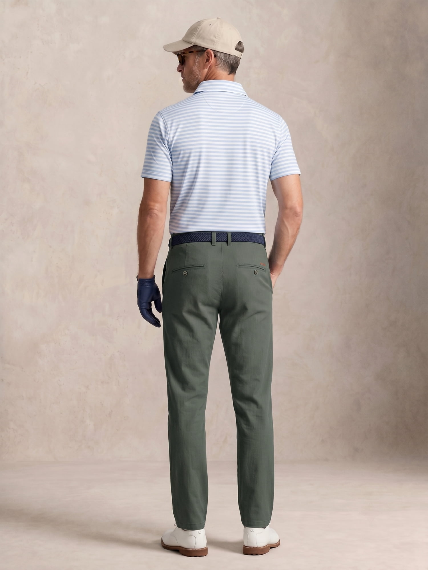 MEILIHUA Men's 4-Way Stretch Dress Pants Mid-Rise Straight Cut Elastic Waist (Green, 32x30) k6bsd