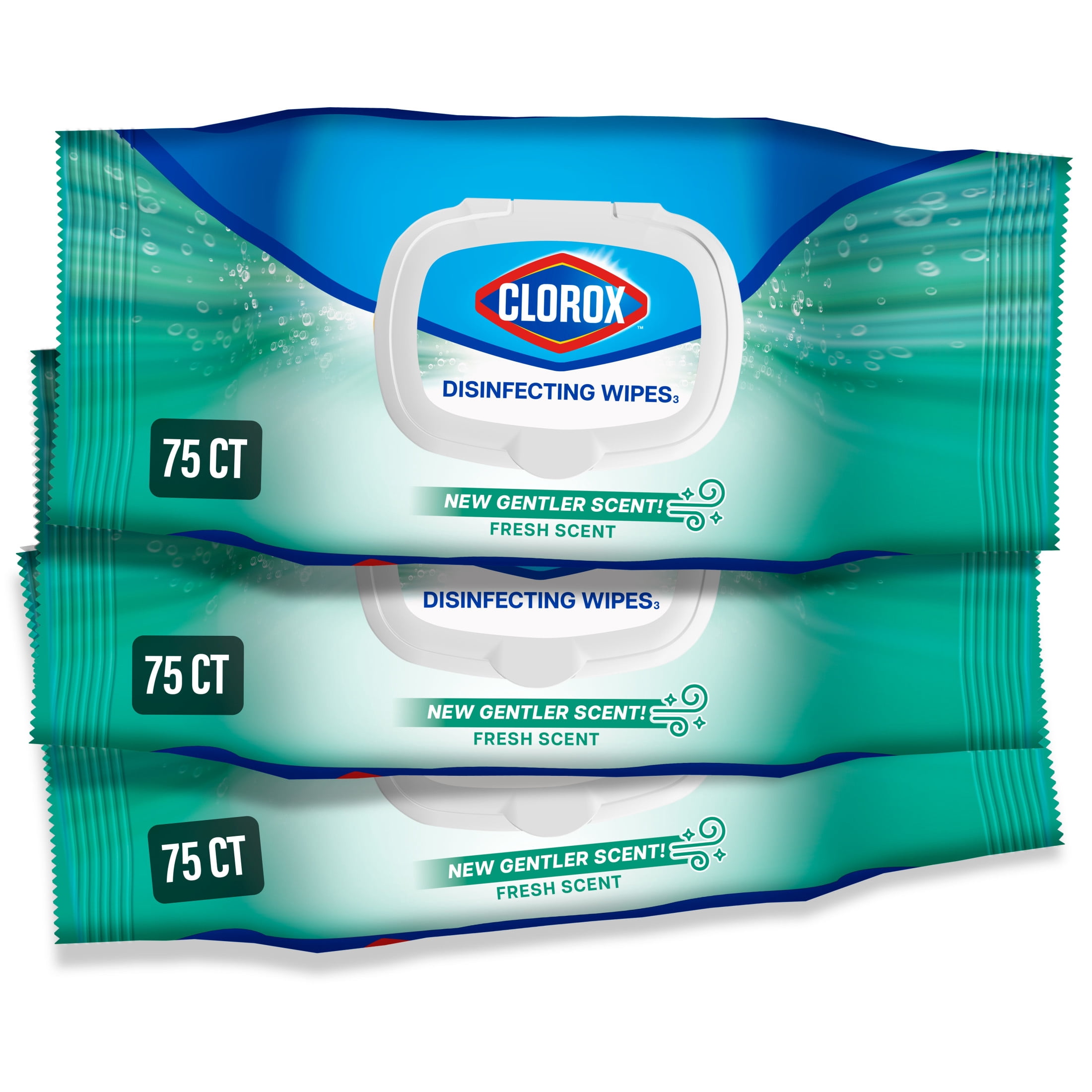 Clorox Disinfecting Cleaning Wipes, Bleach Free, Fresh Scent (3 Pack, 225 Count) ttey4
