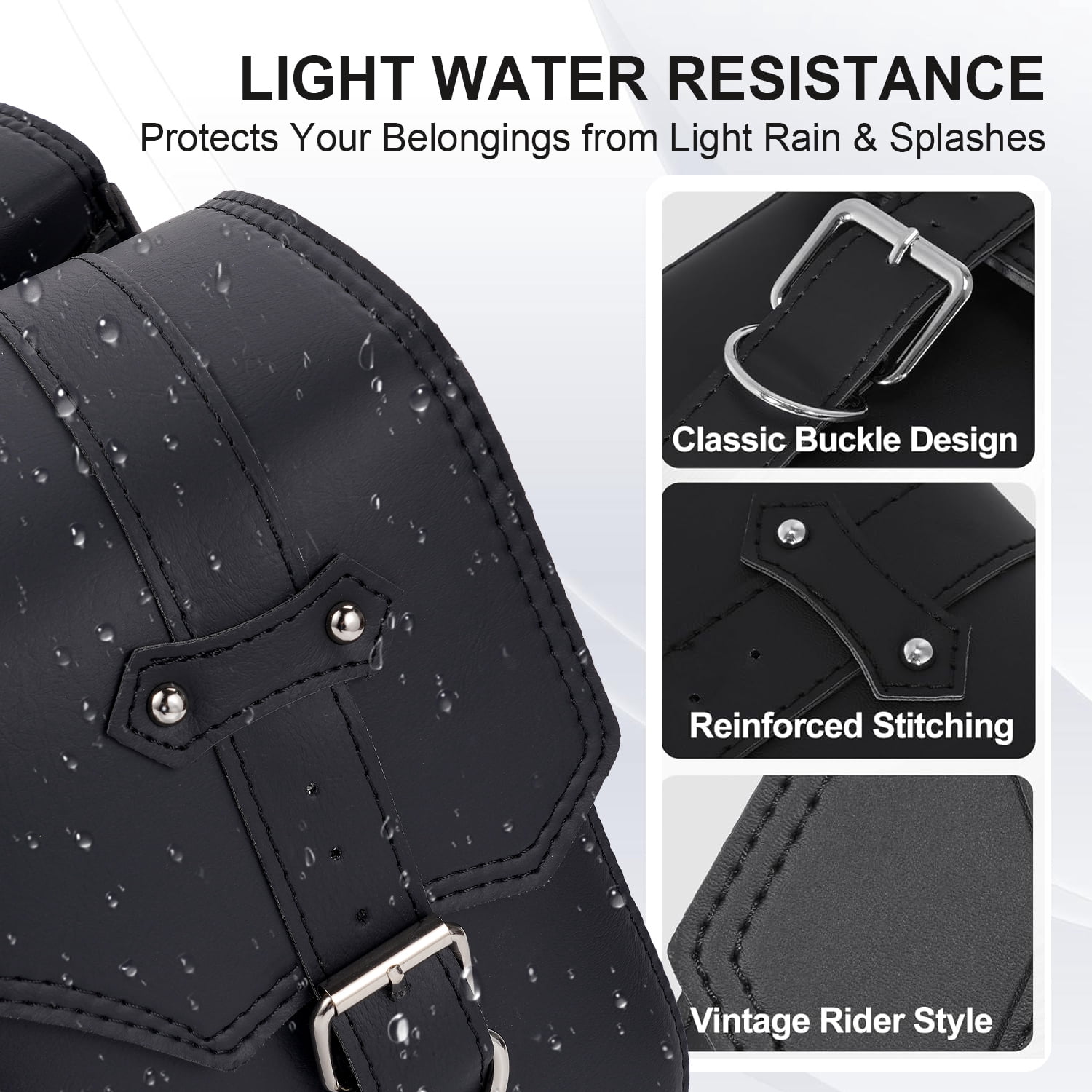 XiongXiong Motorcycle Saddlebags Waterproof PU Leather Side Panniers for Cruiser Biker (Black, 11.4 x 9.4 x 5.1 in, 1 Pair) p1sji