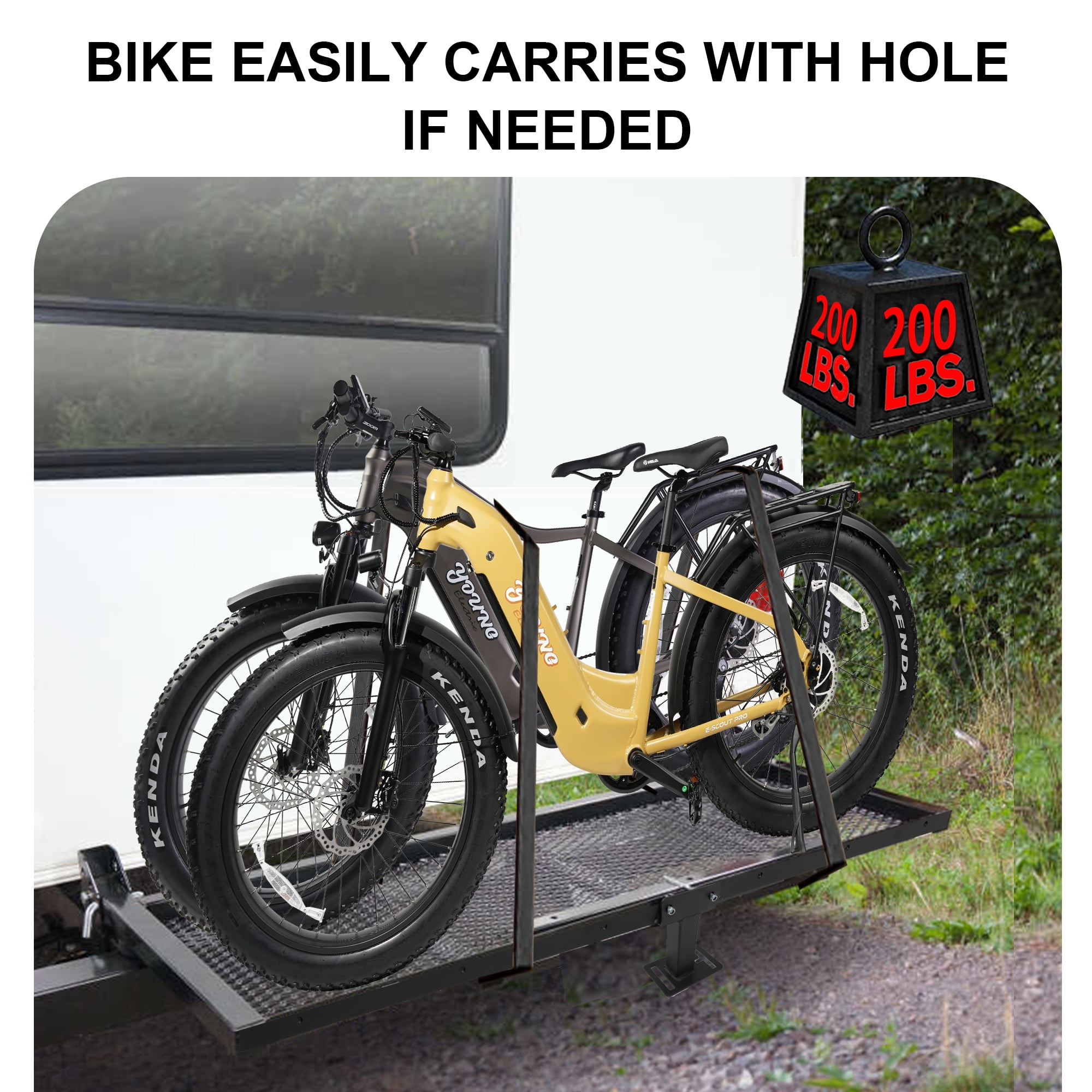 TowingMaster RV Bumper Cargo Rack, Heavy-Duty Foldable Storage Carrier for Bikes and Luggage (Black, 200 lb) 5q191