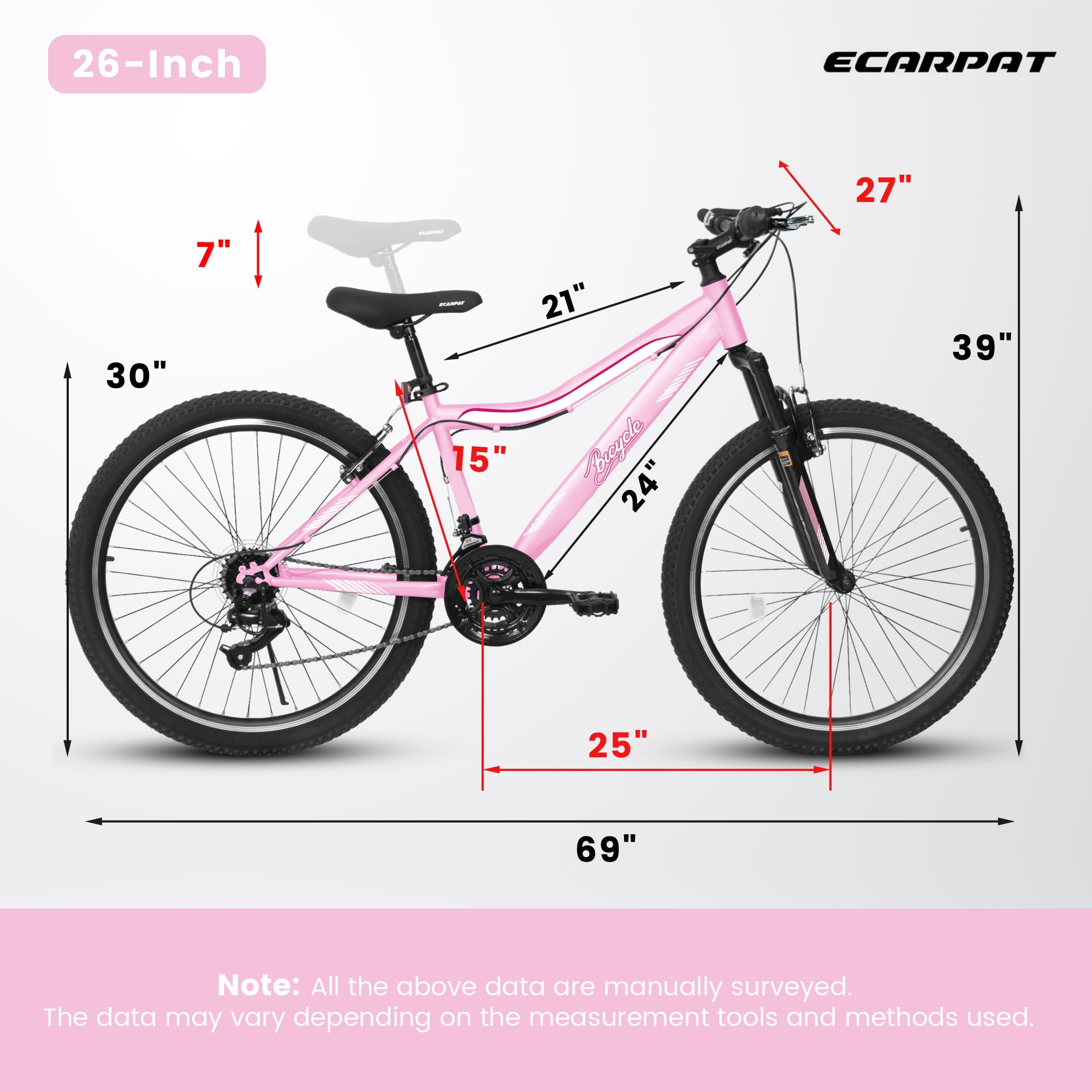TheEshow Mountain Bike (24 in, Pink) xulm6