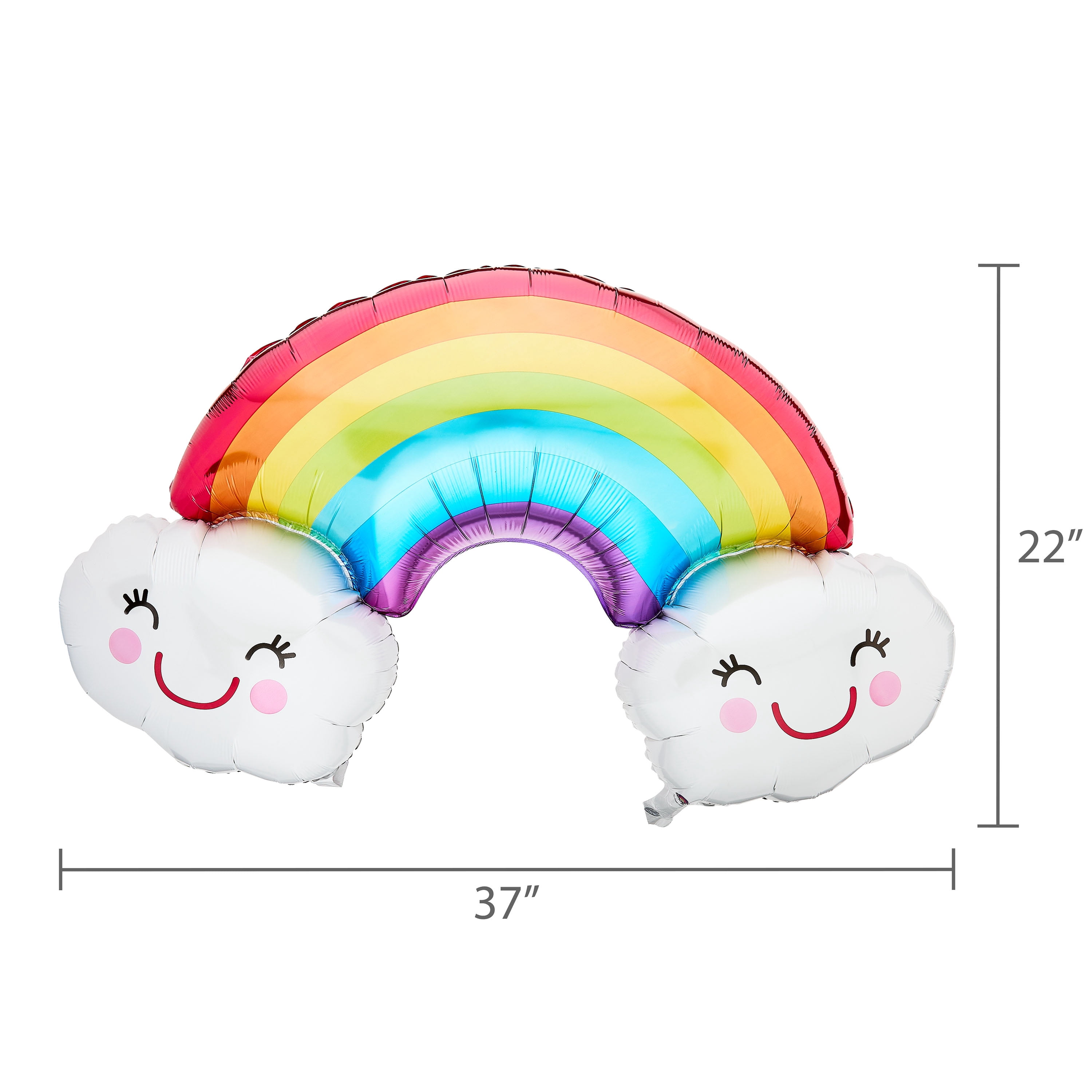 Way To Celebrate Rainbow with Clouds Foil Balloon (Multicolor, 37 in x 22 in) w92my