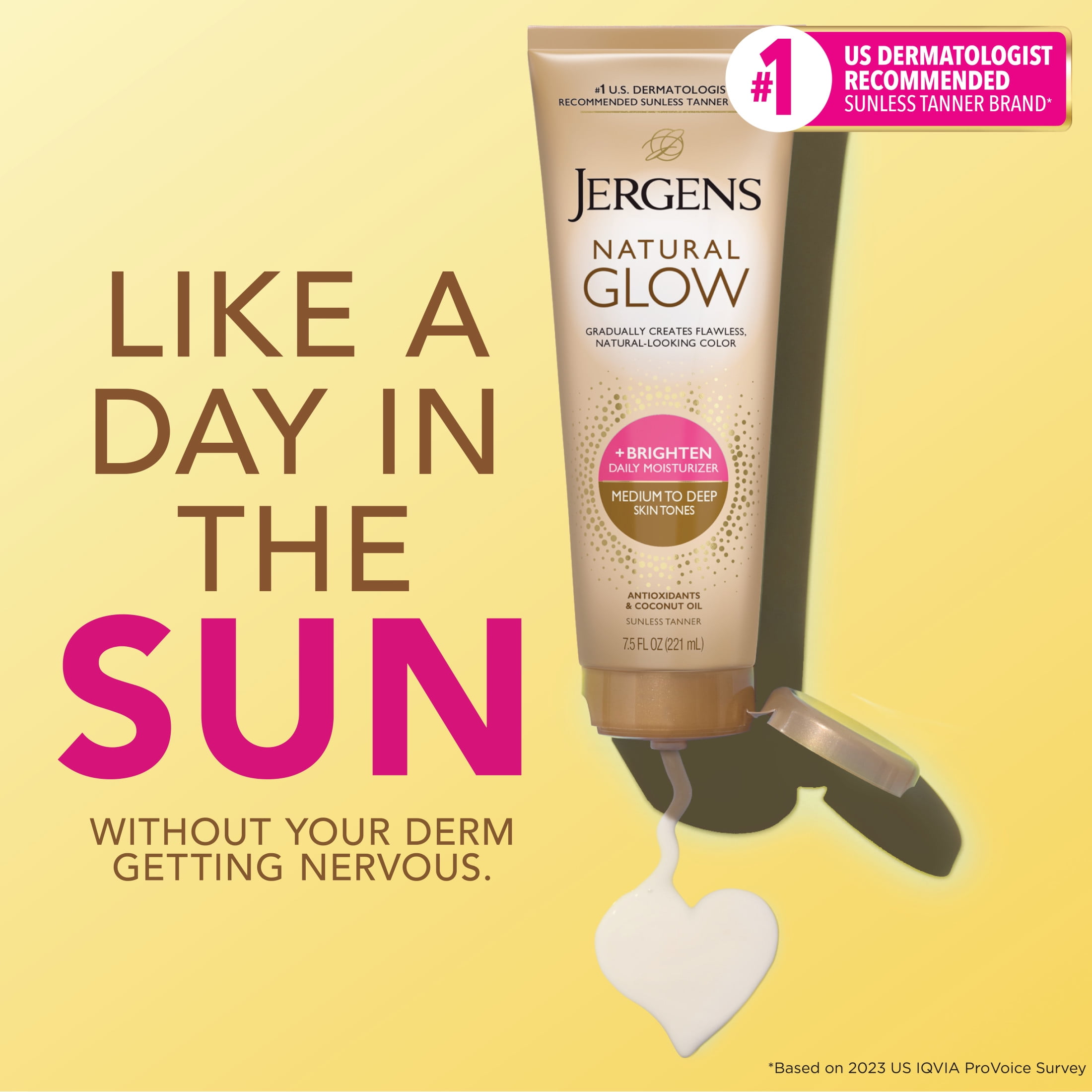 Jergens Natural Glow Daily Moisturizer, Gradual Self Tanner for Medium to Deep Skin Tone (7.5 fl oz) w7t78