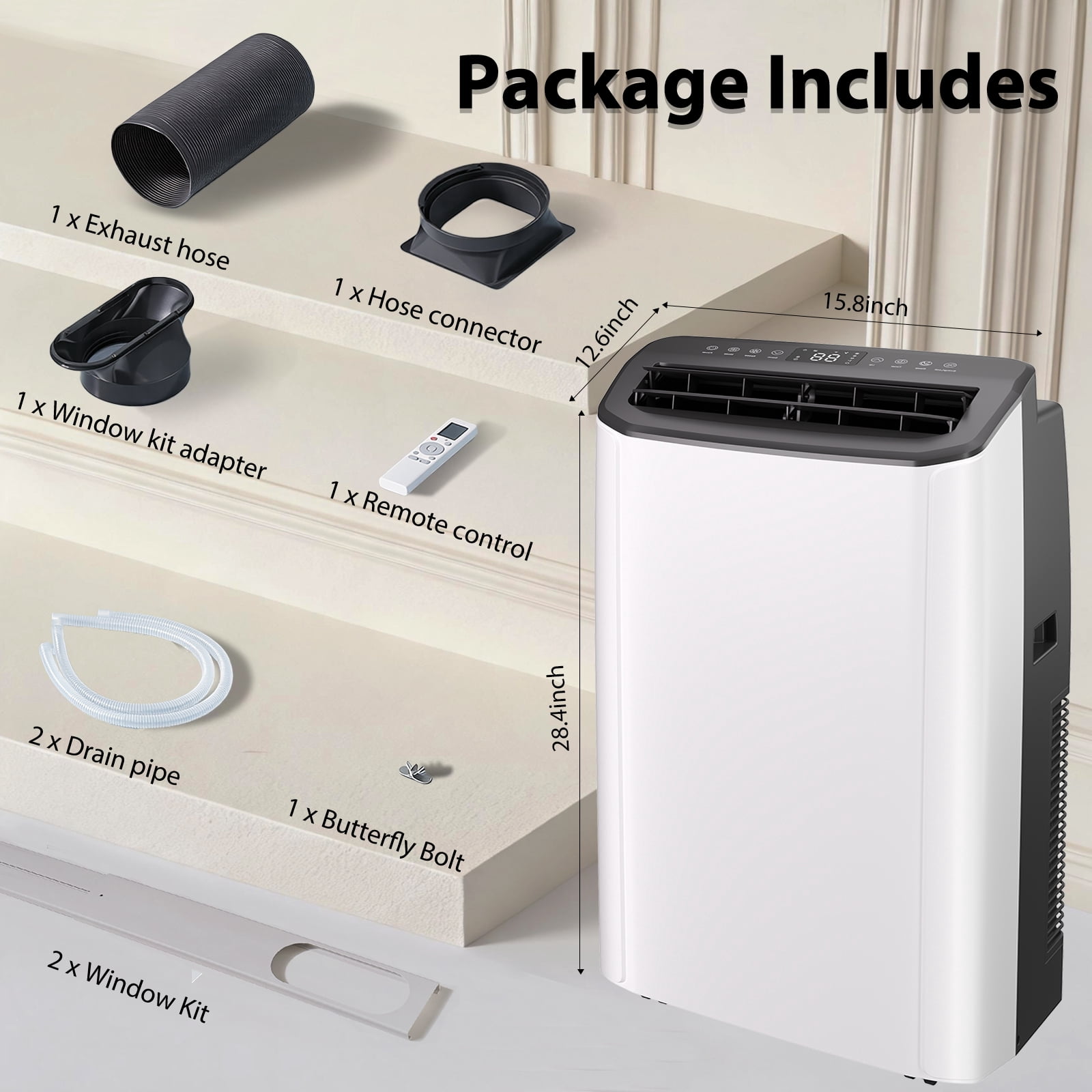 Patbrela 14000 BTU Portable Air Conditioner with Remote Control, 3-in-1 Cooling Dehumidifier and Fan for Rooms up to 800 sq ft nxgma