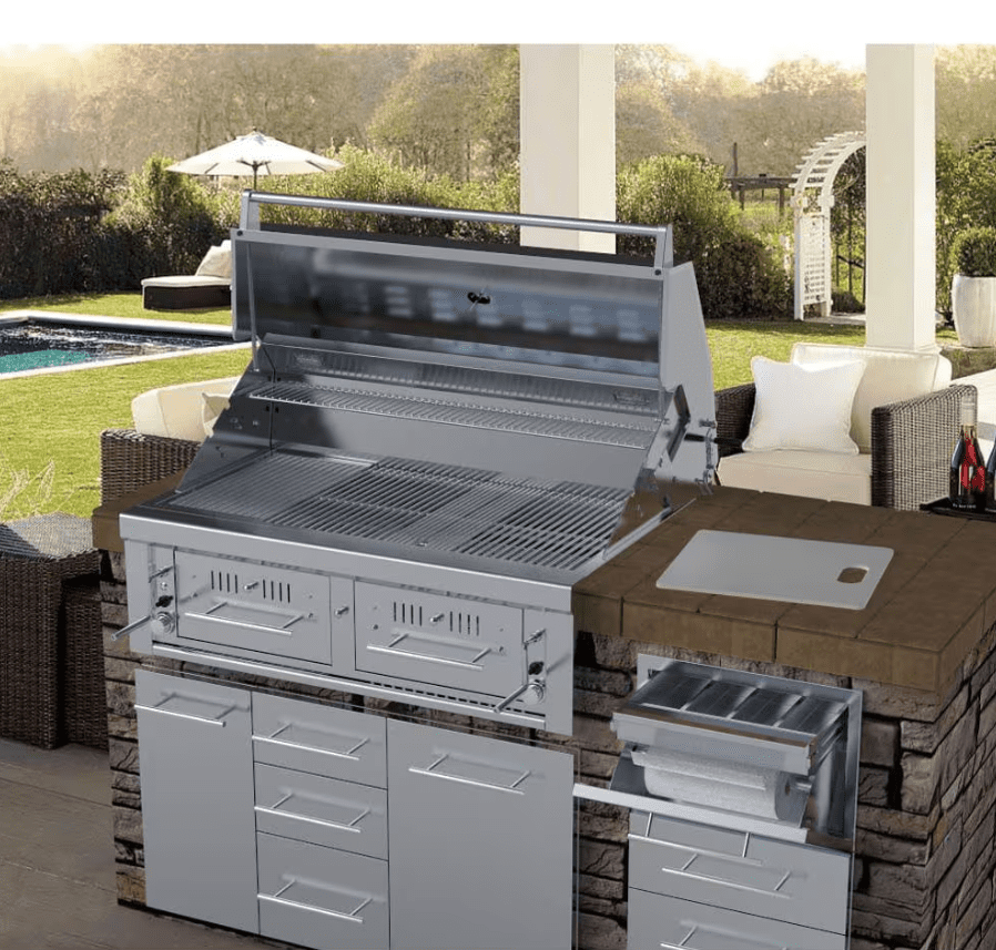 Sunstone Series 42 Inch Hybrid Dual Zone Natural Gas Charcoal and Wood Burning Grill (Stainless Steel, 42 in) ebwlp