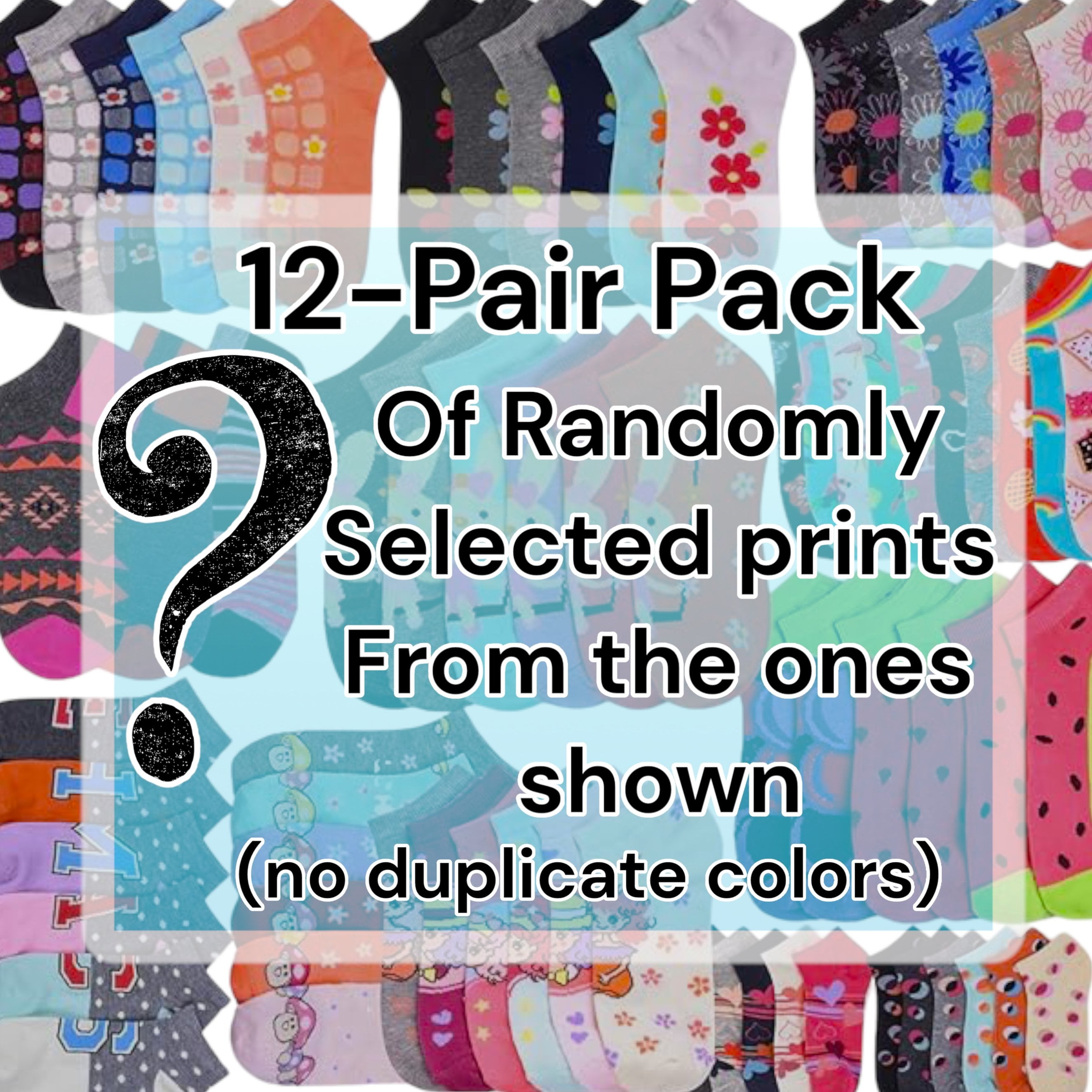 ToBeInStyle Girls' Low Cut Ankle Socks Mystery Assortment (Multi-Color, 12 Pairs, Size 6-8) ehglf