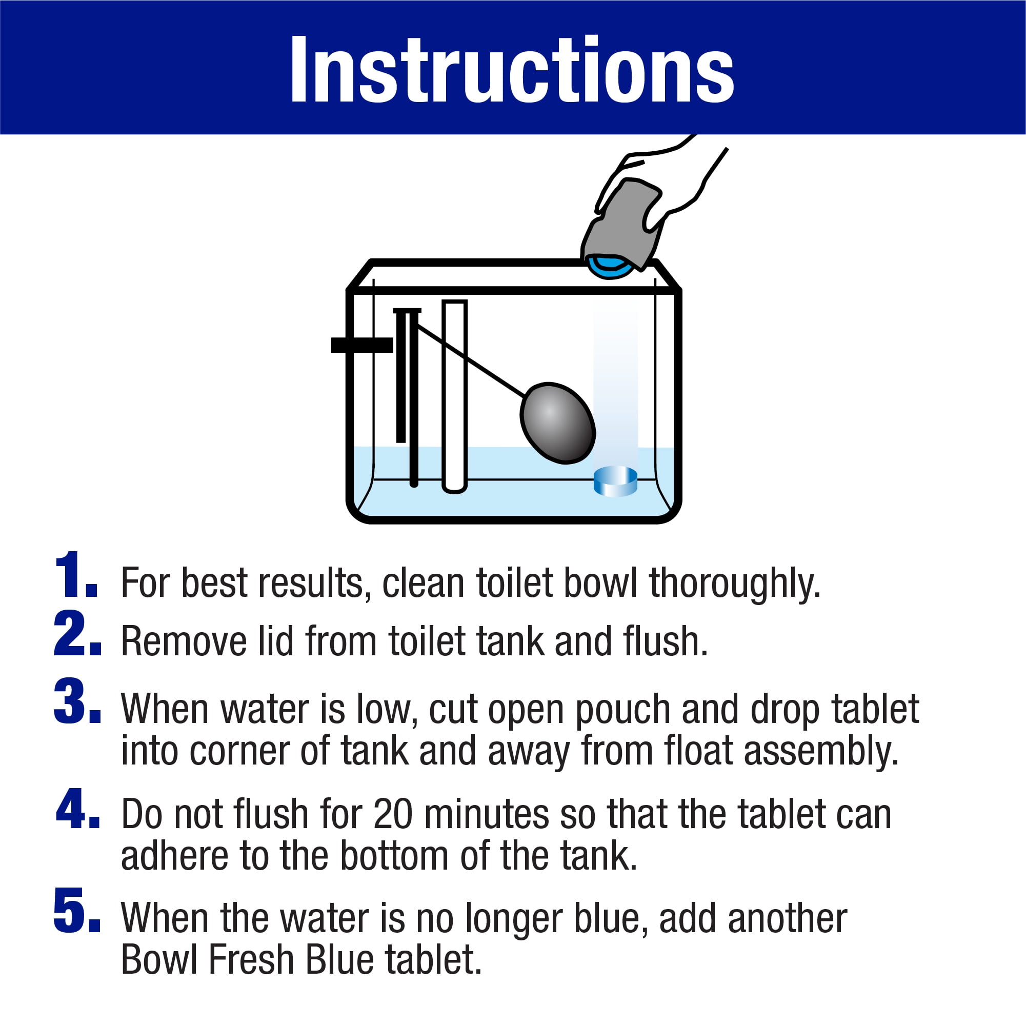 Bowl Fresh Automatic Toilet Bowl Cleaner and Freshener with Borax (Blue, 20 Pack) x4f6n