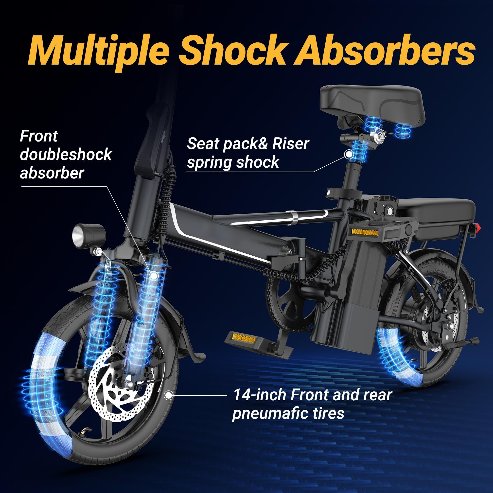FLYPKIN Foldable Electric Bike for Adults and Teens, 500W Motor with Removable 48V Battery (Black, 14 in) jyaaq