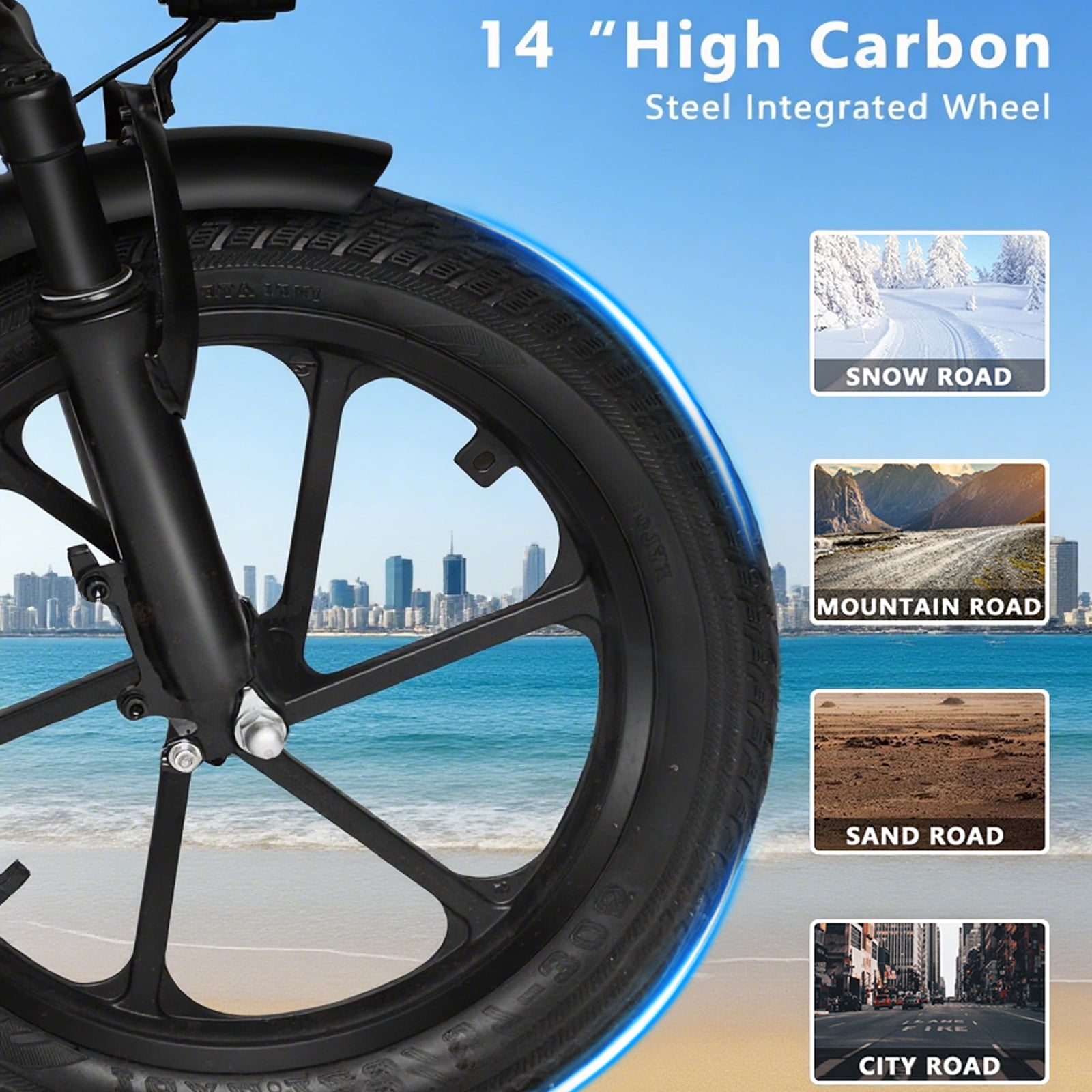 XKJQTA Electric Bike for Adults, 500W Brushless Motor Commuter Ebike with Removable Battery (Black, One Size) rpi4j