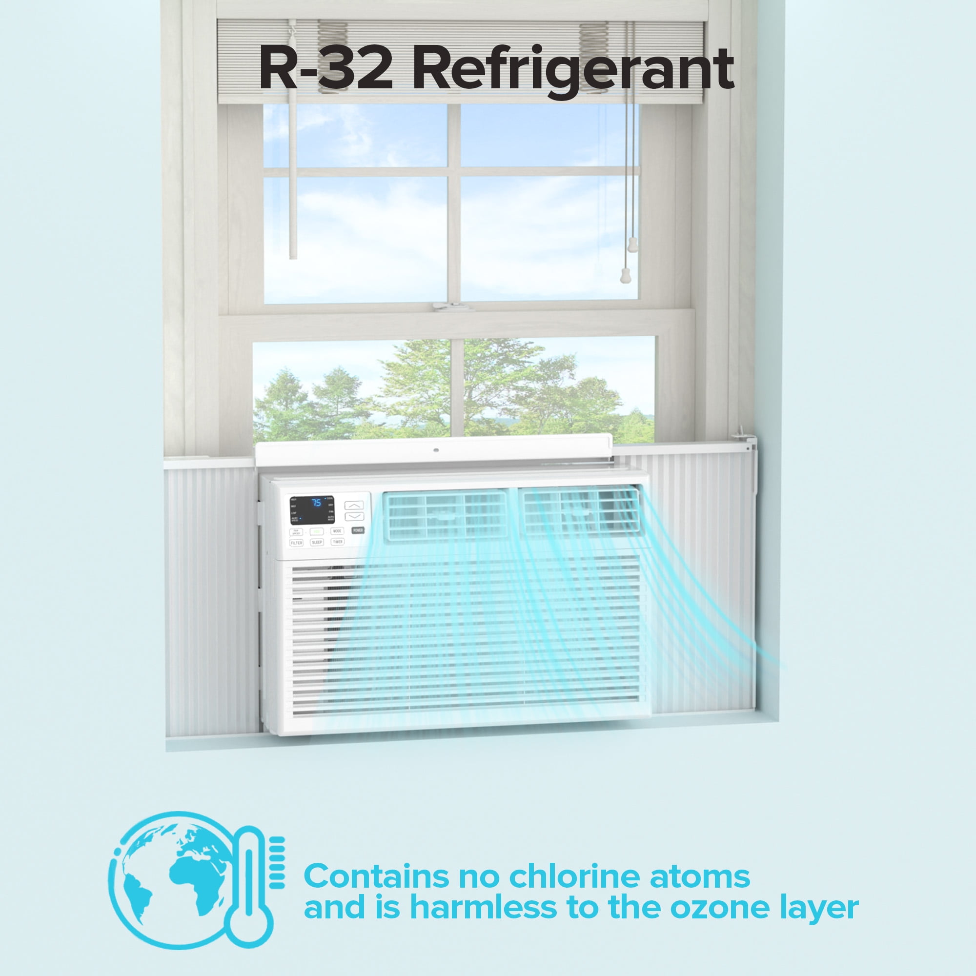 KissAir 14,000 BTU U-Shaped Window Air Conditioner with Remote Control (White, 700 Sq.ft) viya4