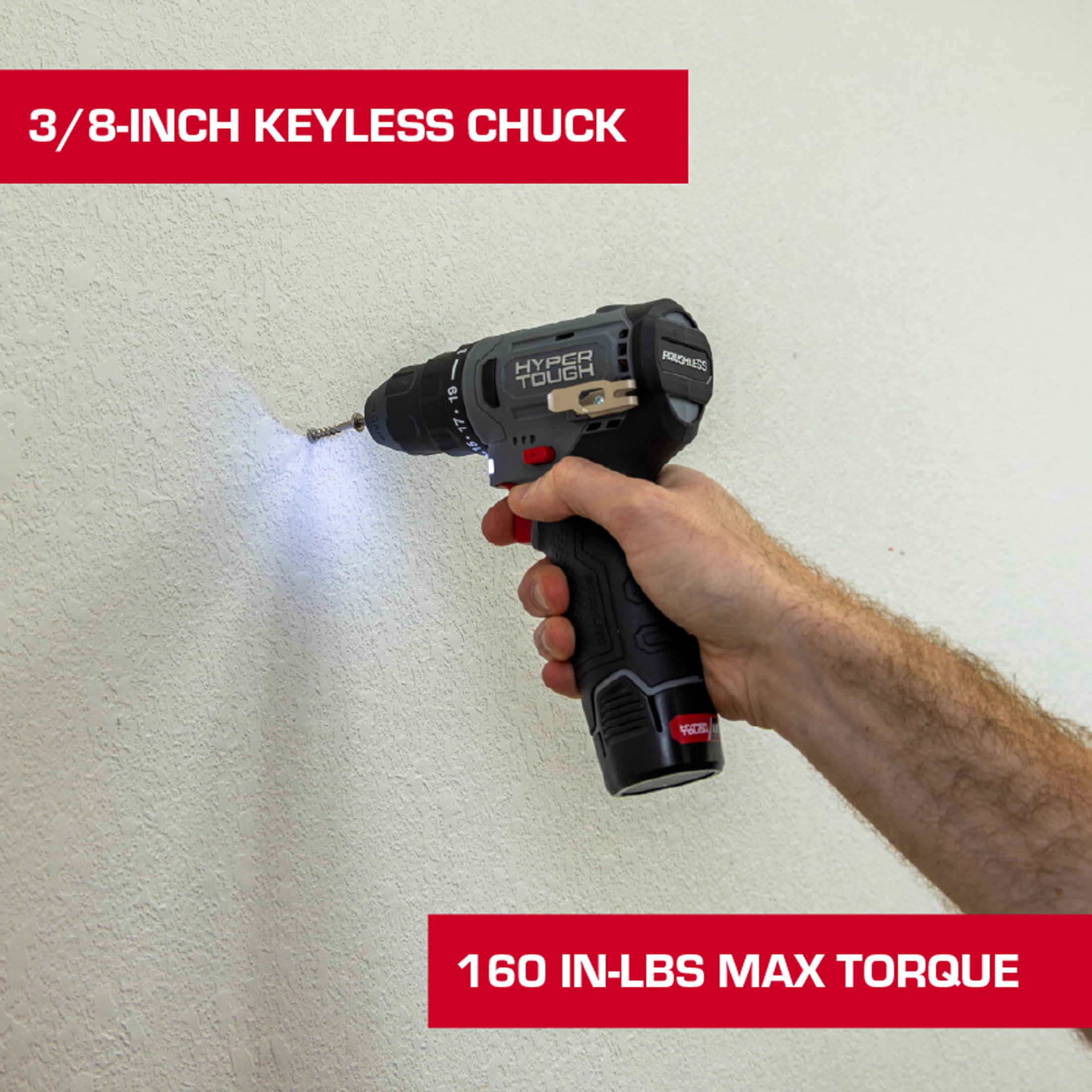 Hyper Tough 12V Brushless Cordless Drill Driver Project Kit (Grey, 50-Piece) vuhc2