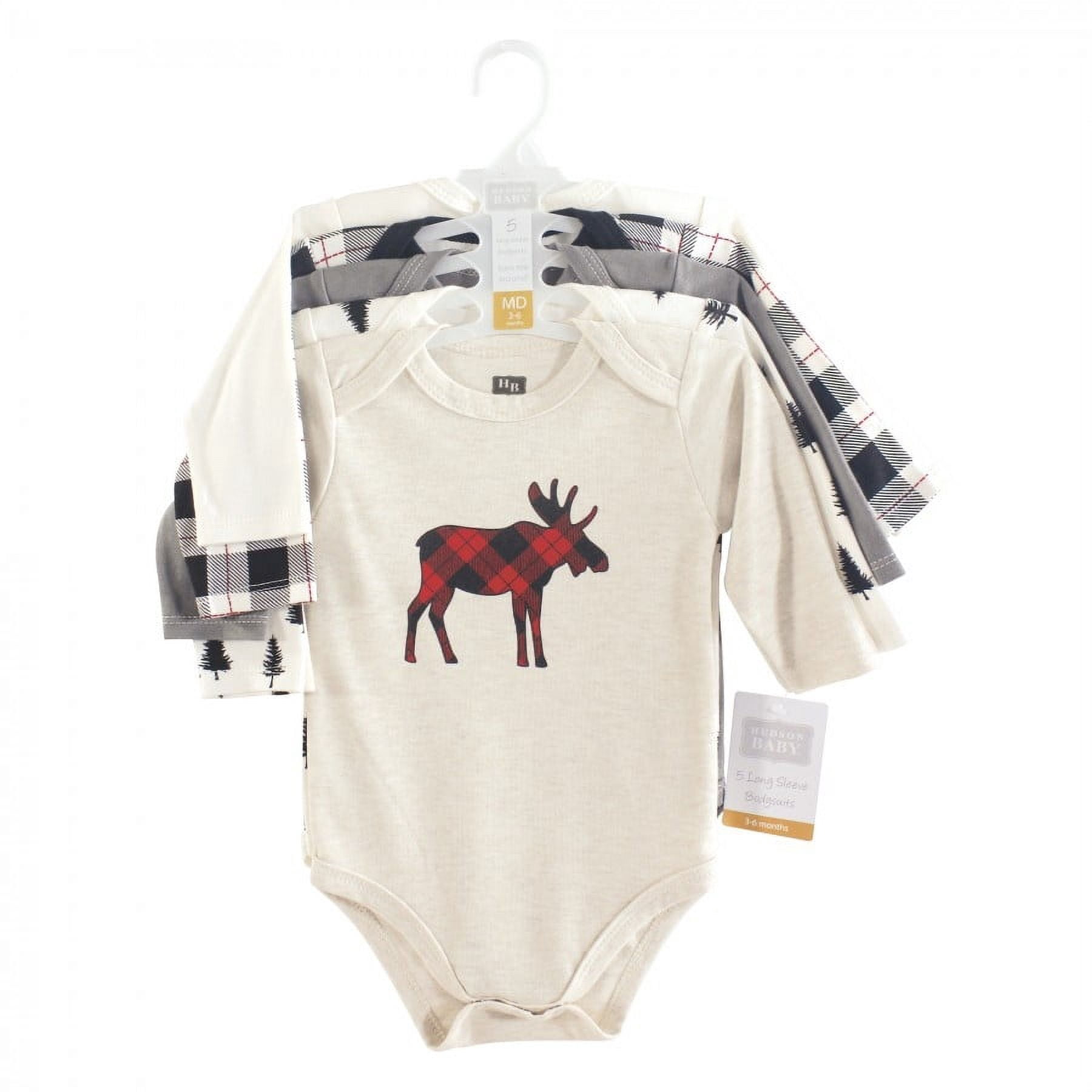 Hudson Baby Long-Sleeve Cotton Bodysuits (Grey, 5-Pack) 0lwic