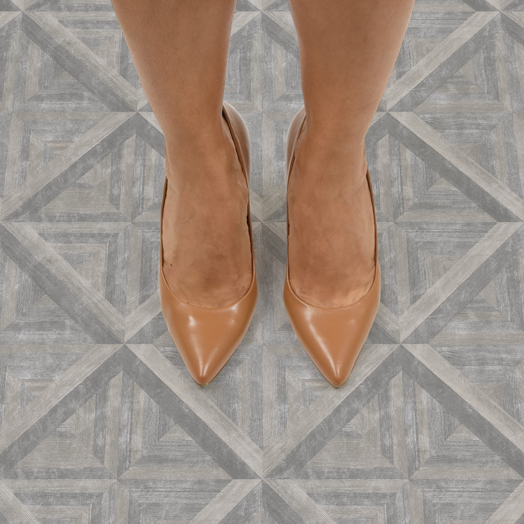 FloorPops Townhouse Peel and Stick Vinyl Floor Tiles (Grey, 10-Pack, 10 sq ft) fhse1
