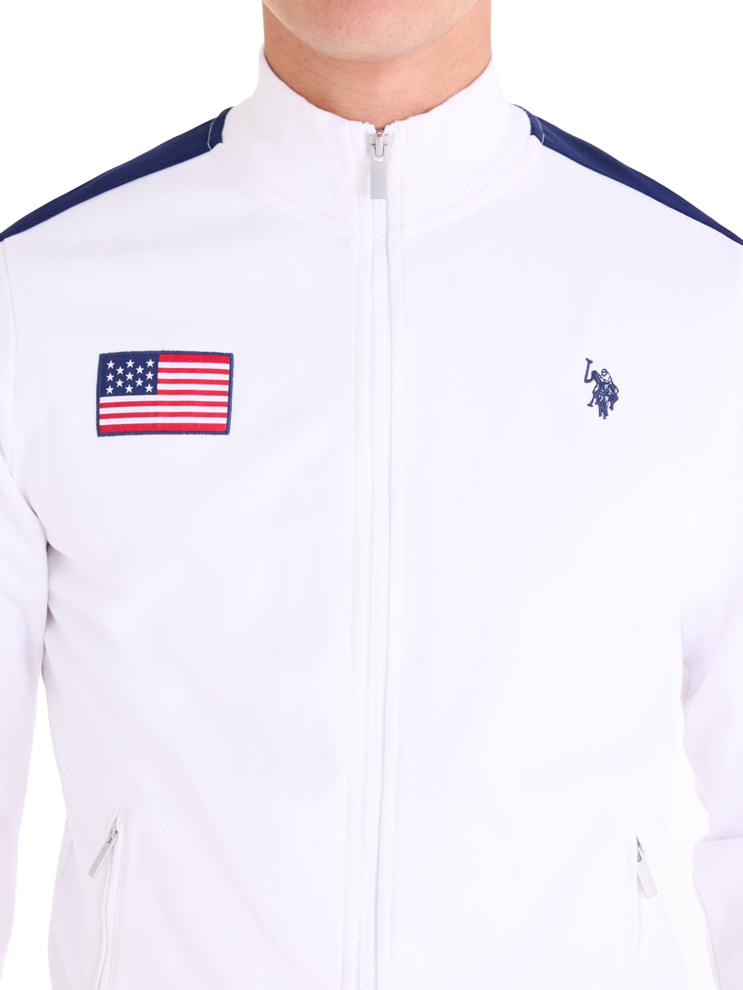 U.S. Polo Assn. Men's USA Track Jacket Performance Knit Full-Zip Outerwear (White, S) v1moh