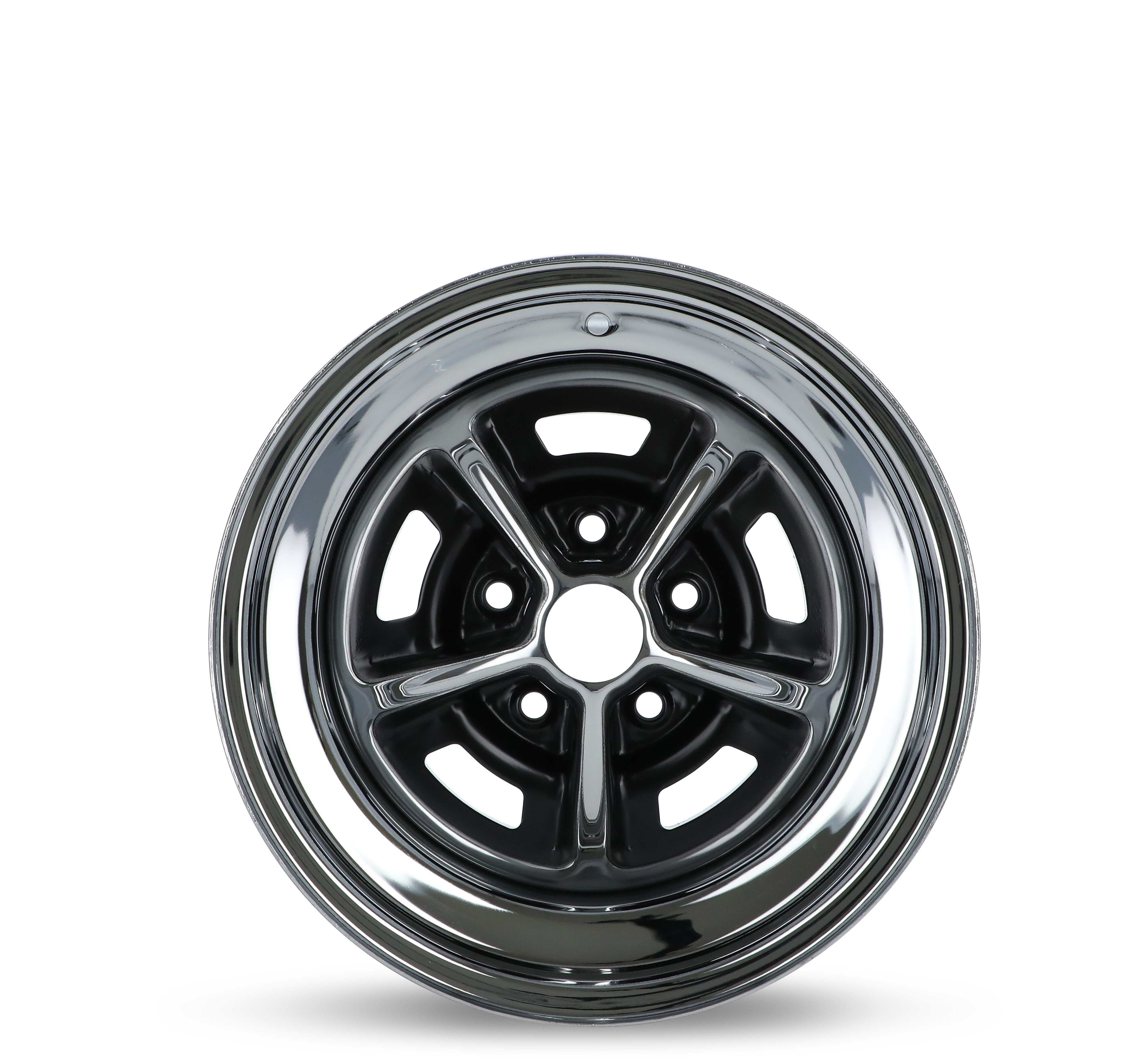 Scott Drake Magnum 500 Wheel Chrome Finish with Satin Black Inserts (15 in x 7 in) c8q0k
