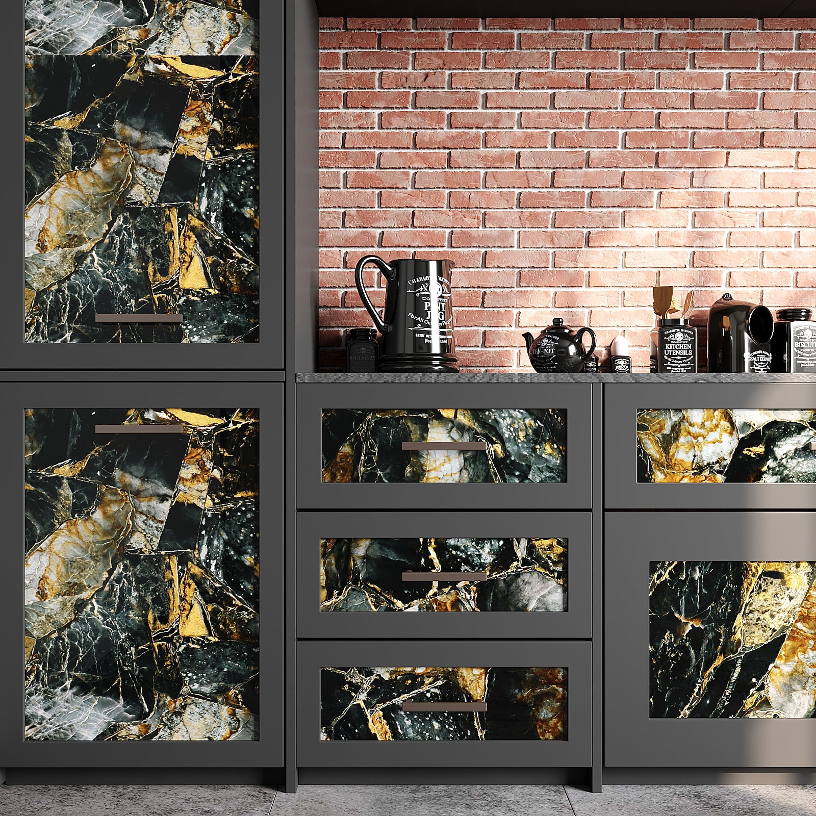 VEELIKE Marble Peel and Stick Countertop Contact Paper, Waterproof Vinyl Wallpaper for Kitchen and Furniture (Gold, 15.7 in x 118.1 in) uxclc