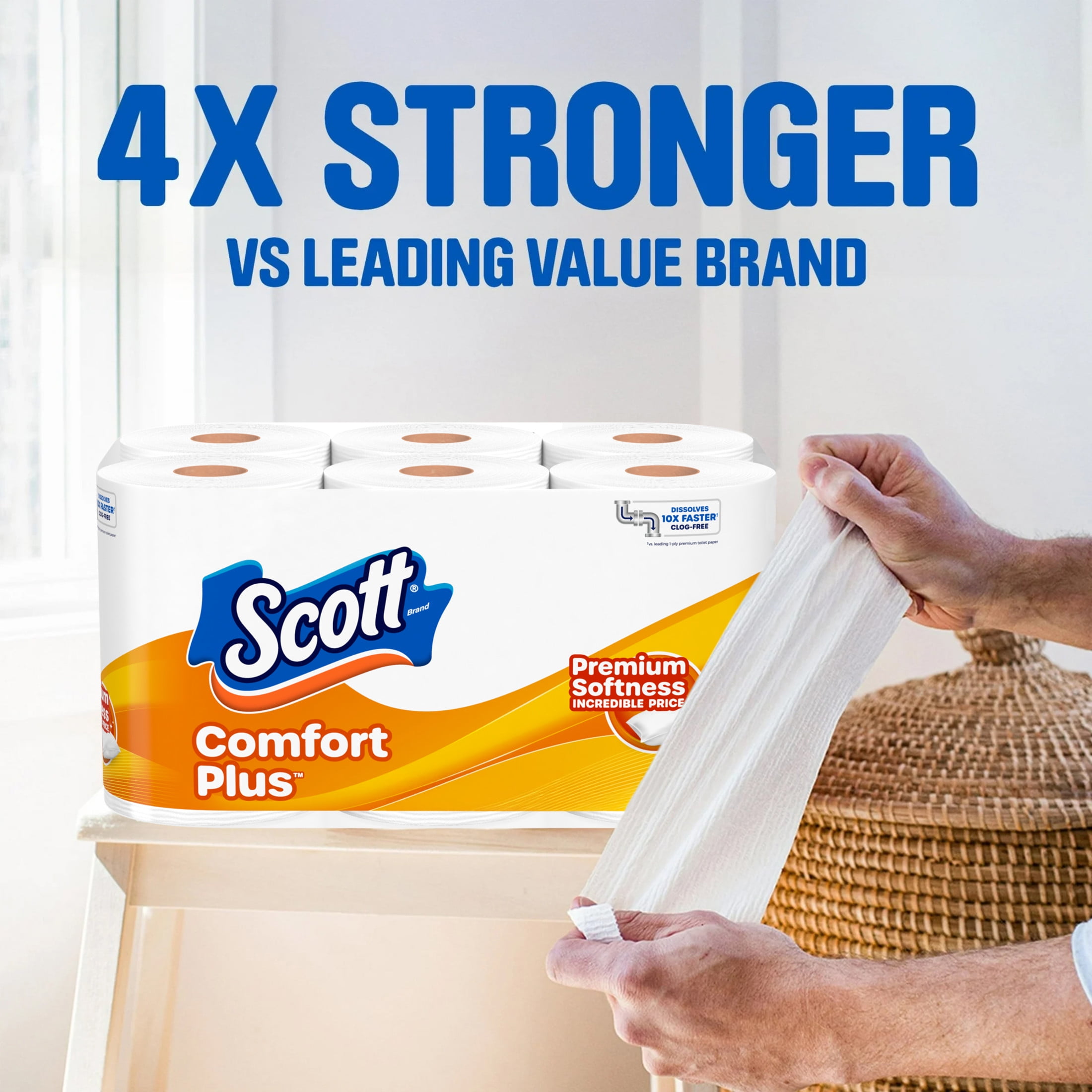 Scott ComfortPlus Toilet Paper, 1-Ply Bath Tissue (12 Mega Rolls) 82axf