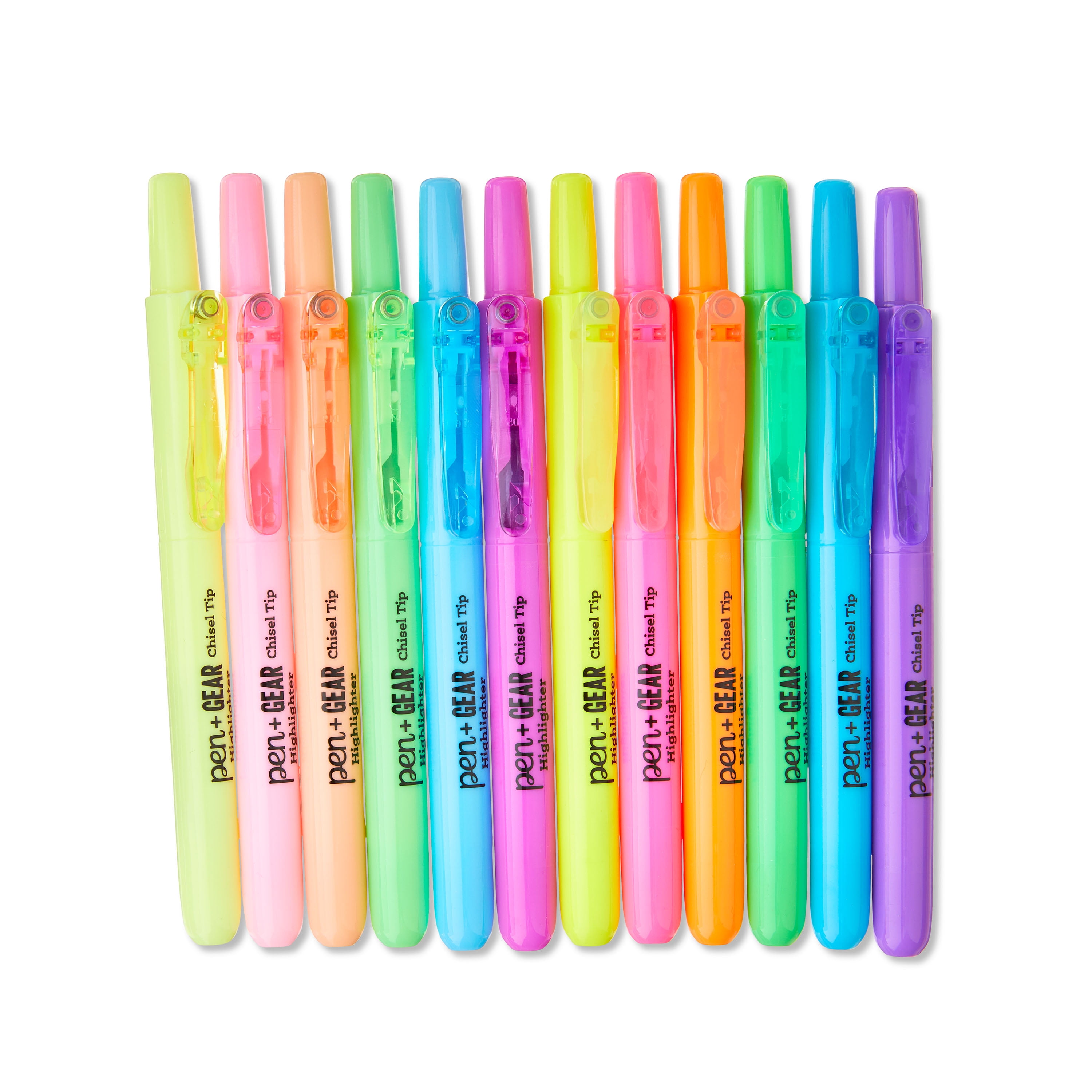 Pen+Gear Retractable Chisel Tip Highlighters, Assorted Neon Colors (12 Count) 57z5s