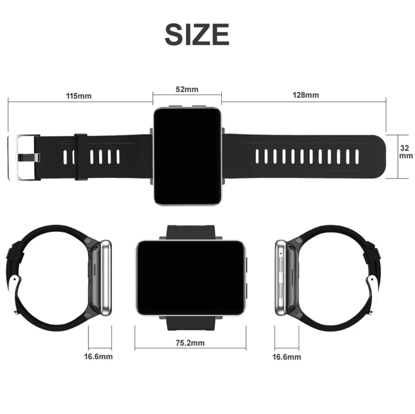 LEMFO 4G Smartwatch with 2.86-inch Touchscreen, GPS, WiFi, Bluetooth, 5MP Camera, Heart Rate Monitor (Black, 16GB ROM) 0b063