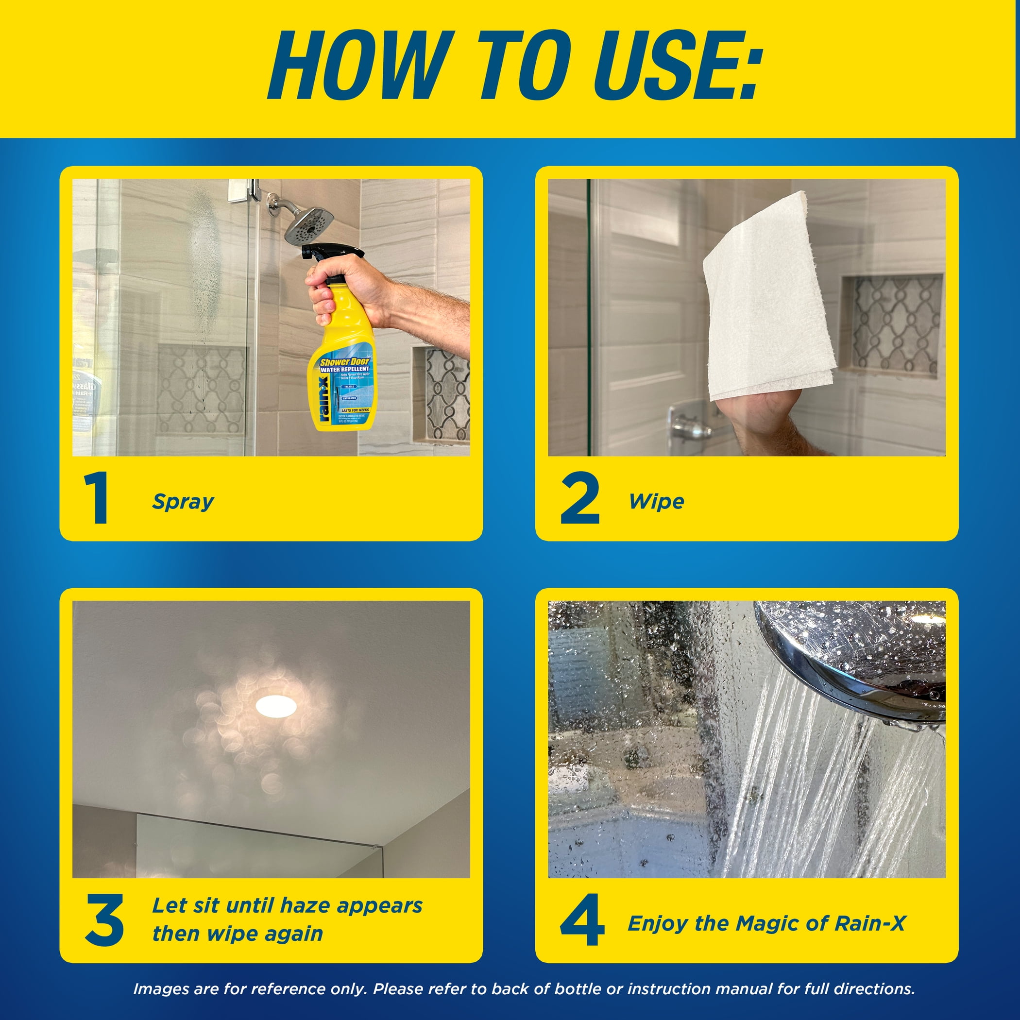 Rain-X Shower Door Water Repellent Treatment, Hydrophobic Glass Coating (Clear, 16 fl oz) pnn1a