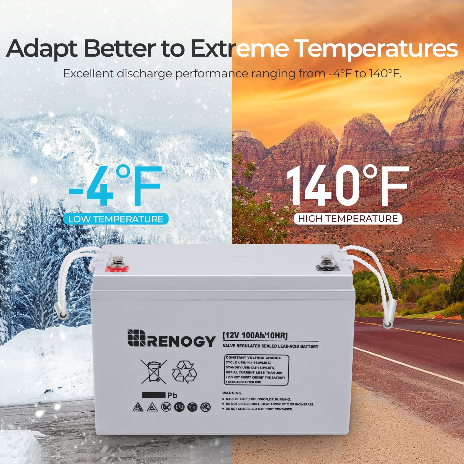 Renogy 12V Deep Cycle AGM Battery, Maintenance-Free Power for RV and Solar (100Ah) yu13y