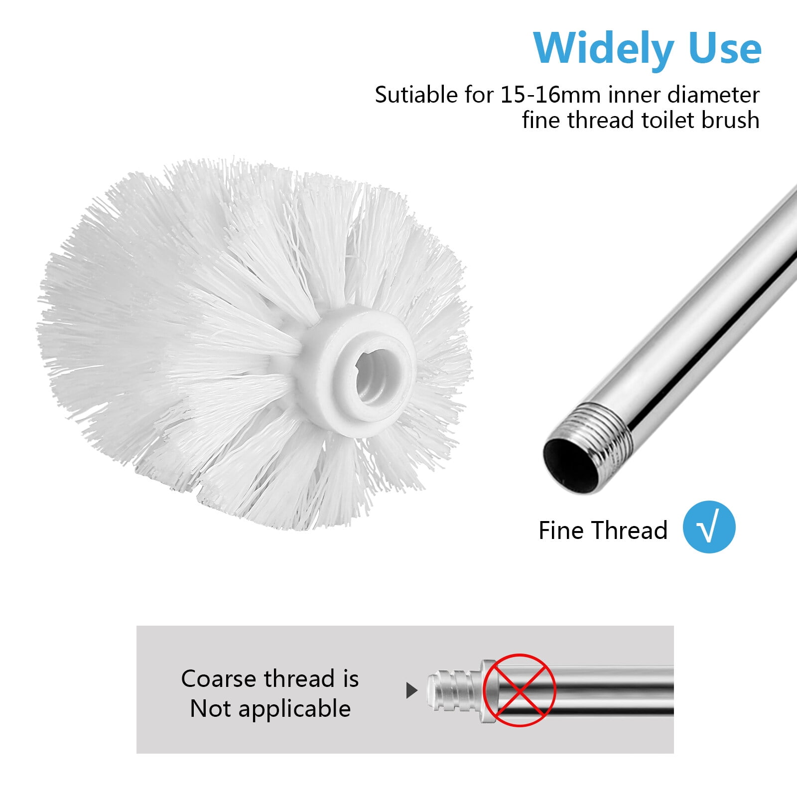 Sparsain Plastic Toilet Brush Replacement Head with Durable Stiff Bristles (White, 1 Pack) 8xtya