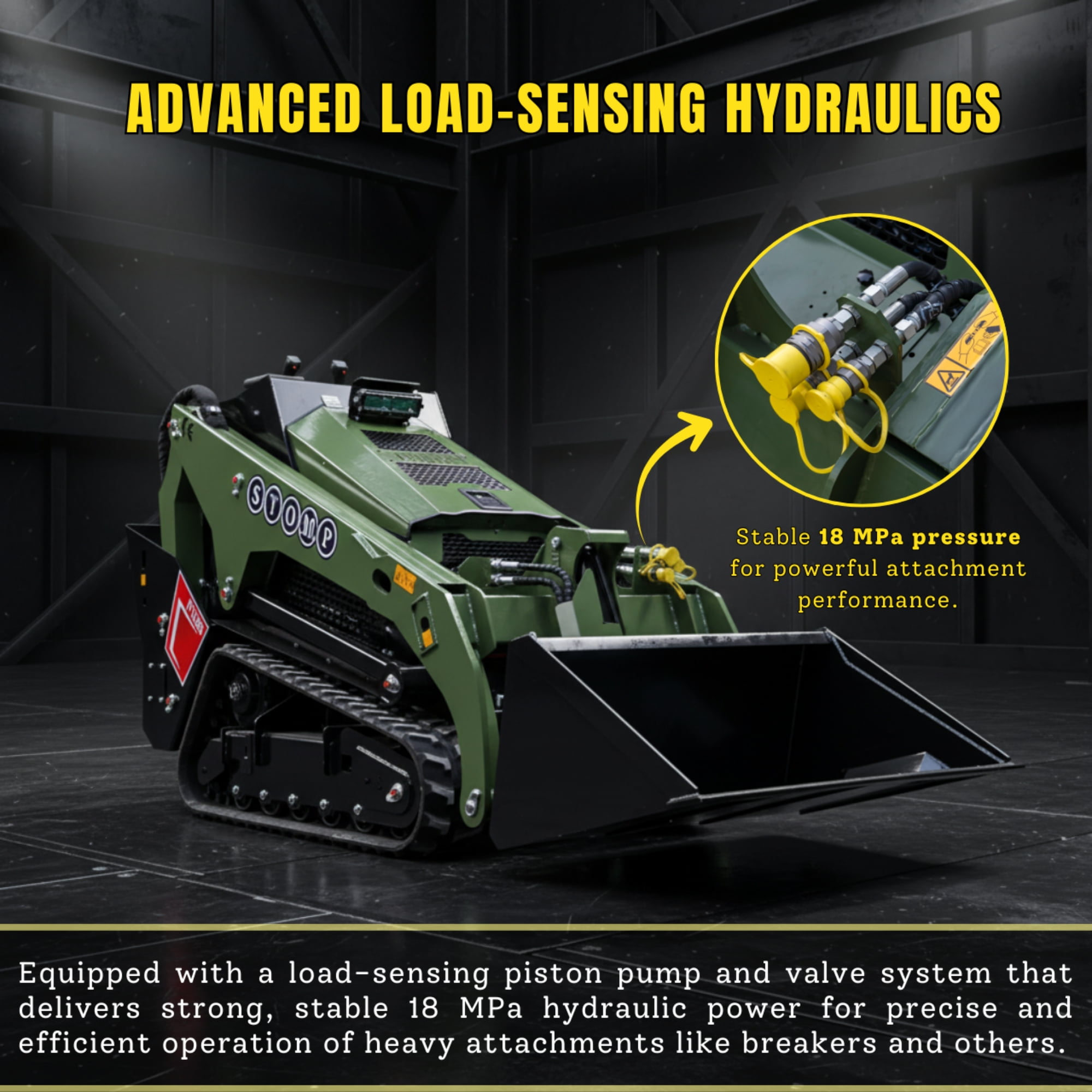 TYPHON STOMP V1000 Diesel Skid Steer Loader (Green, 1.5 Ton) znrn3