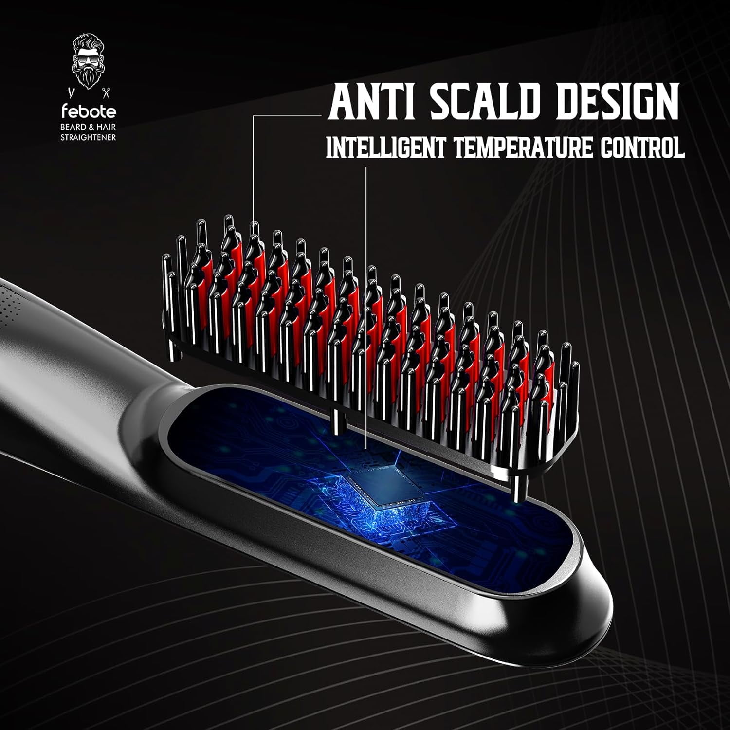 Aokur Beard Straightener Kit for Men, Heated Grooming Set with Anti-Scald Design (Blue, 5-Piece Set) uvt4c