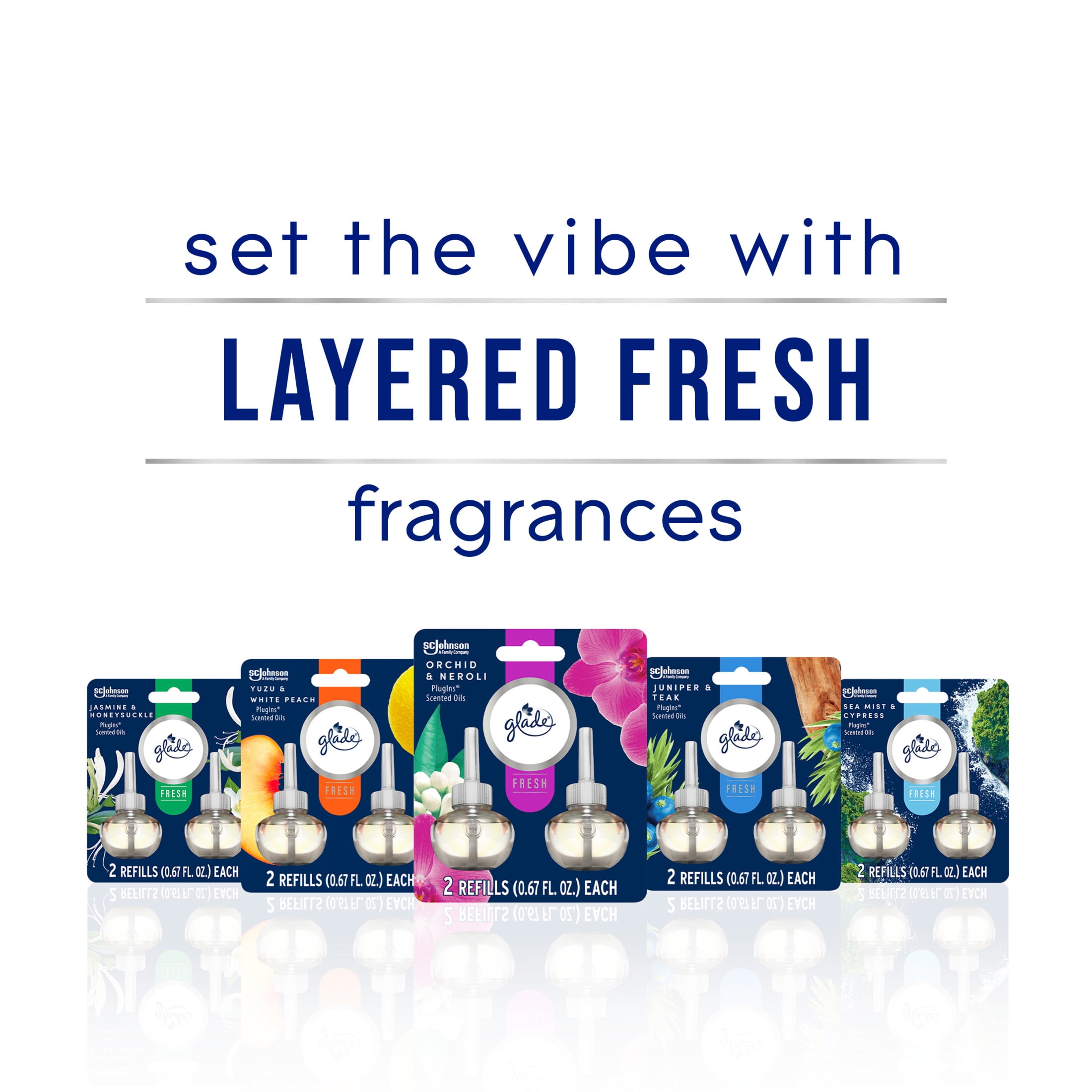 Glade PlugIns Scented Oil Air Freshener Refills, Sea Mist & Cypress, Long-Lasting Fragrance (5 Pack, 0.67 fl oz Each) mzgiy