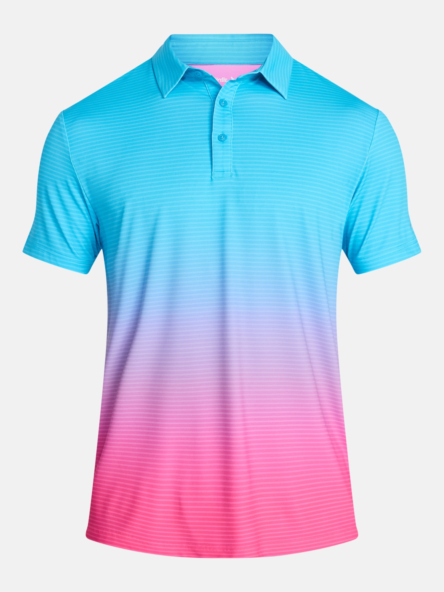 Birdie Bound Men's Ombre Stripe Golf Polo Shirt, Moisture-Wicking Performance Athletic Top (Multi-Color, XS) ela3g