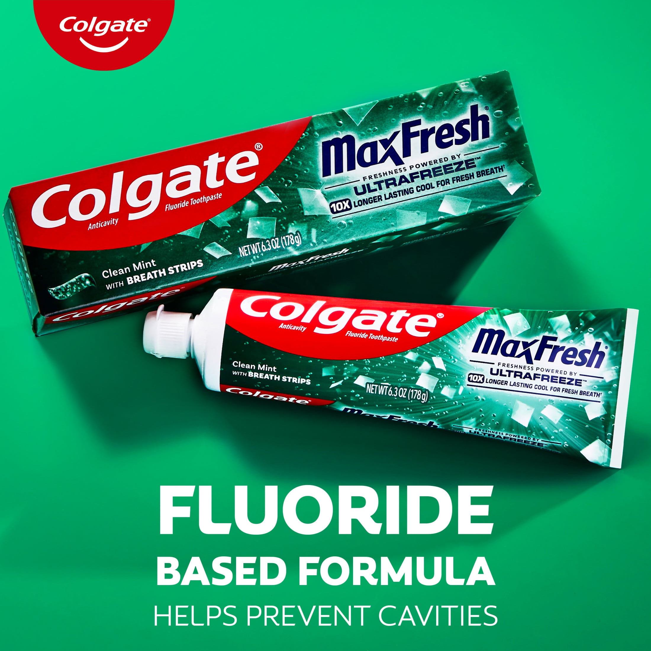 Colgate Max Fresh Whitening Toothpaste with Mini Breath Strips, Clean Mint (6.3 oz) 0uivi
