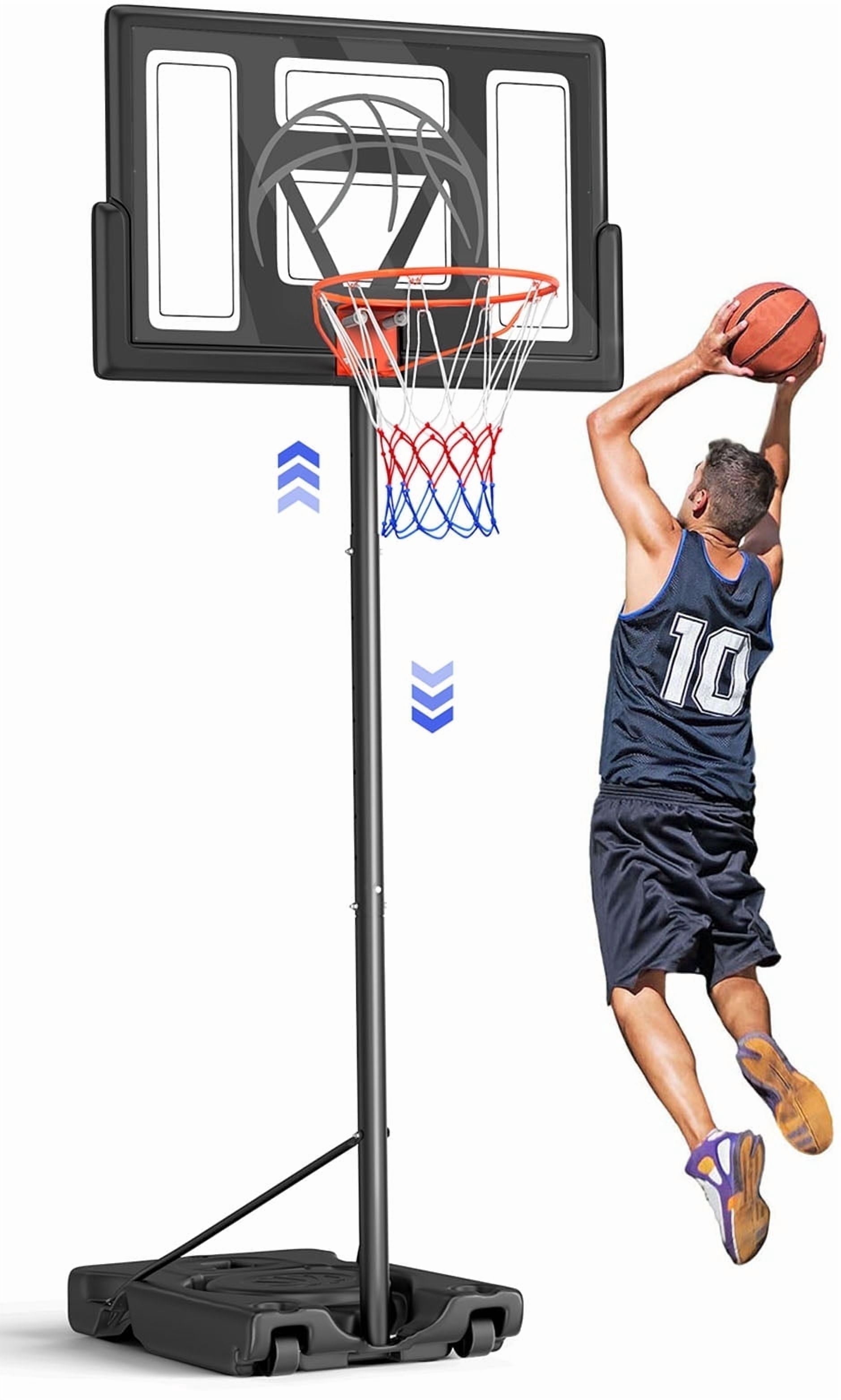 Dprodo Portable Basketball Hoop System with 44 in Shatterproof Backboard, Height Adjustable (Black, 4.4 ft to 10 ft) xlnx1