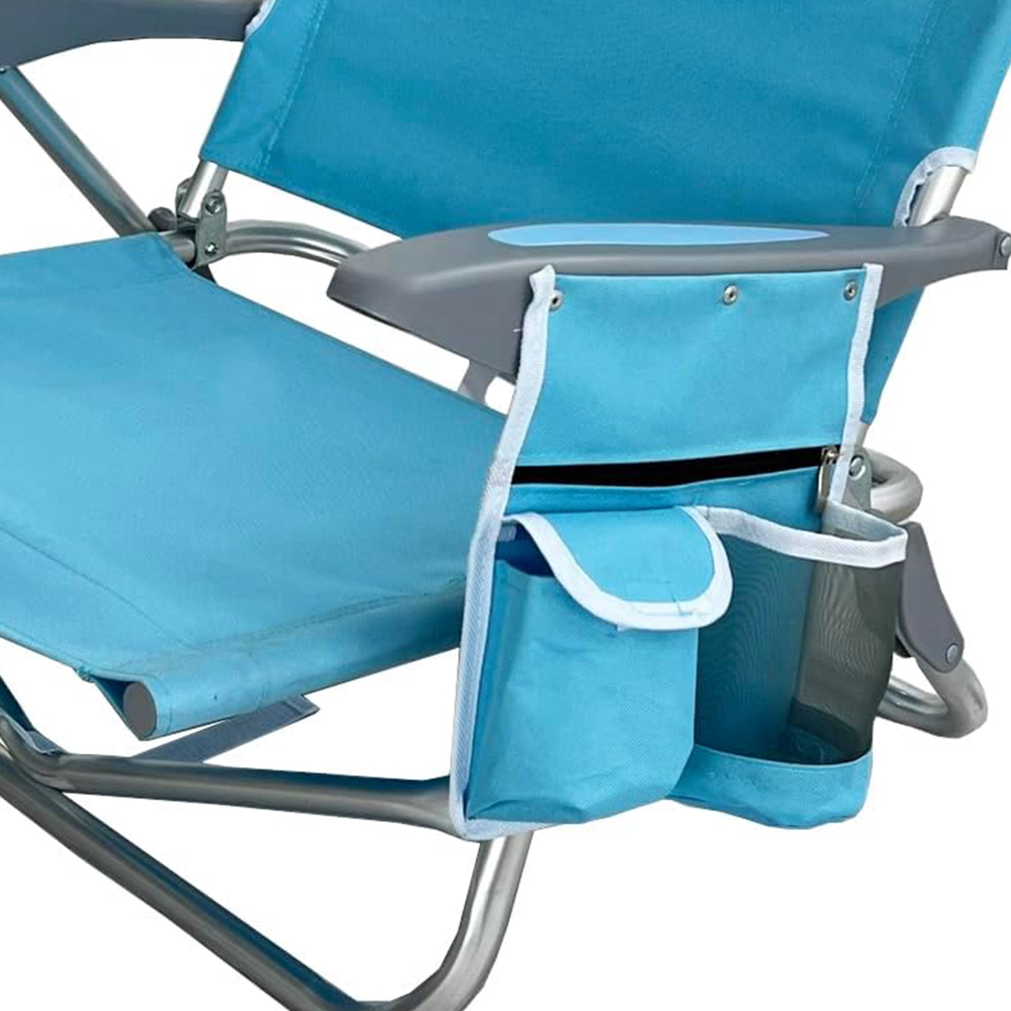 Ostrich Deluxe Backpacker Portable Beach Chair with Insulated Cooler Bag (Light Blue, 27.76 x 3.74 x 33.86 in) bt69j