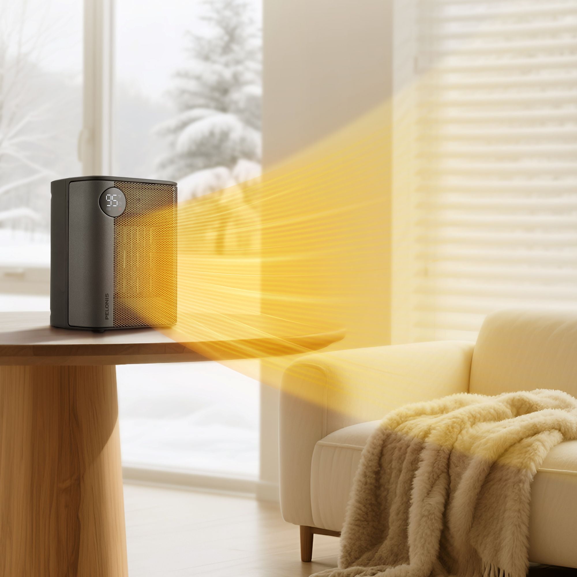 Pelonis Digital Ceramic Space Heater with Remote Control and Adjustable Thermostat (Black, 1500W) a6obi