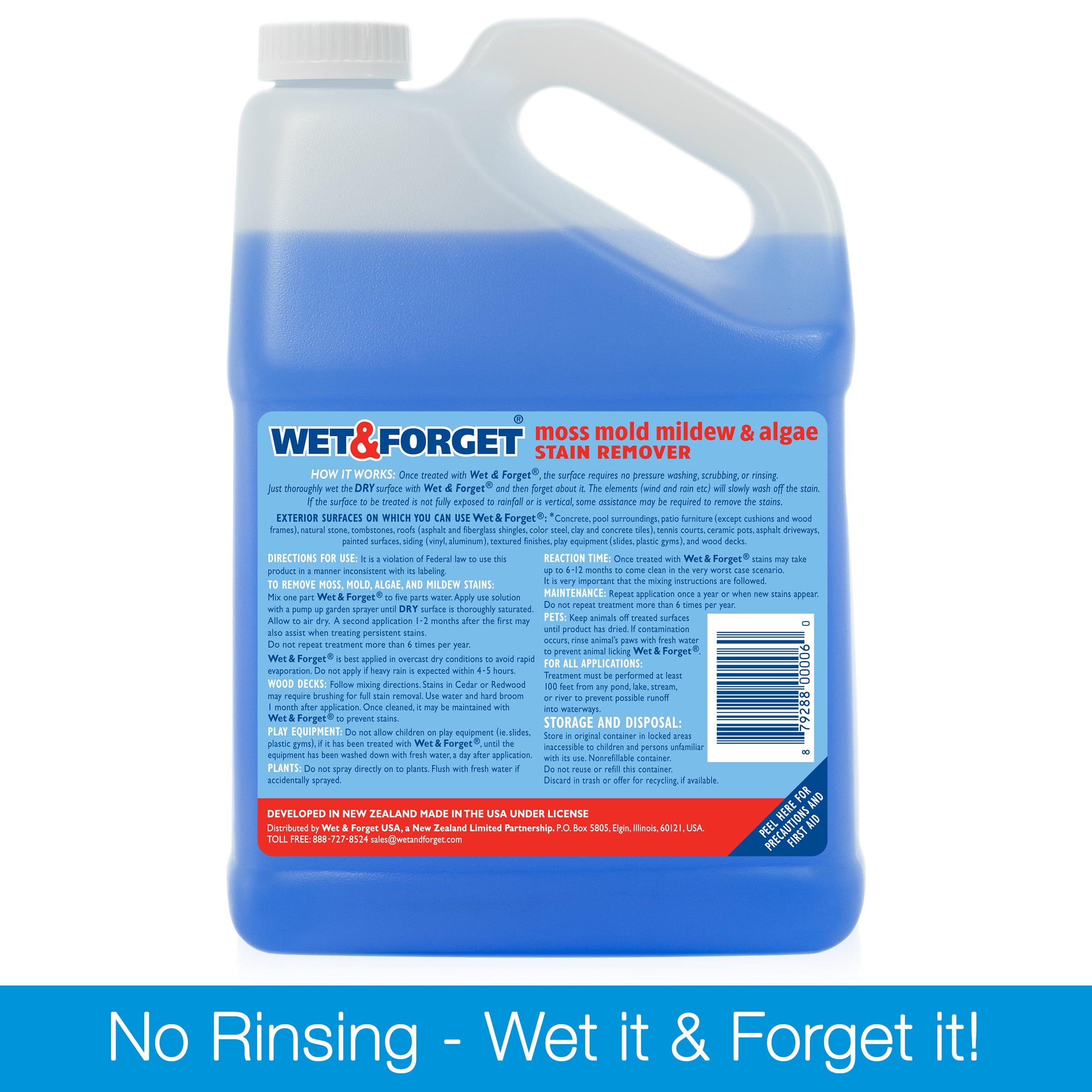 Wet & Forget Outdoor Moss, Mold, Mildew, and Algae Stain Remover Concentrate (128 oz) gb8ly