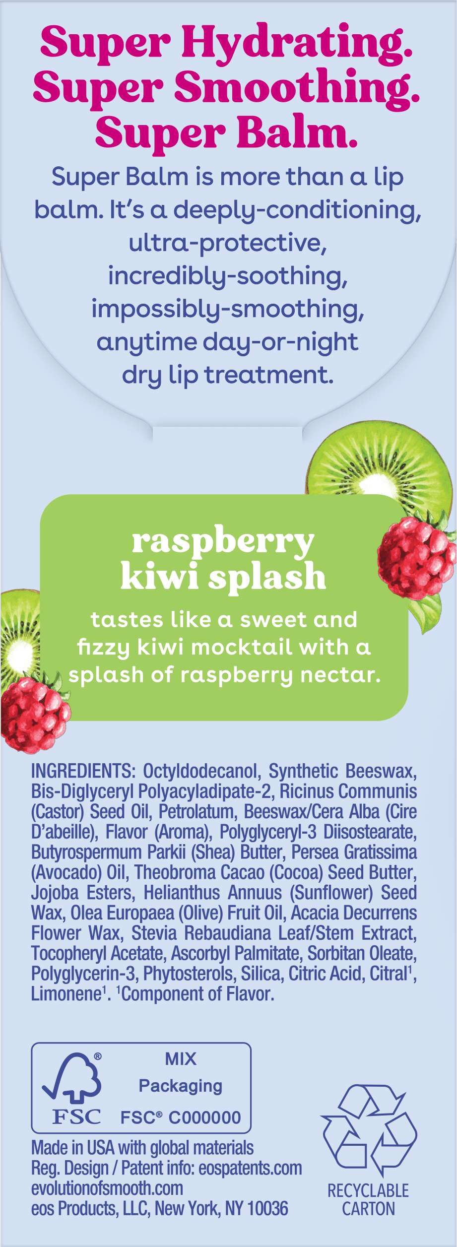 eos Super Balm Lip Treatment, Raspberry Kiwi Splash, Deep Hydration (0.35 fl oz, 1-Pack) k407c - Image 7