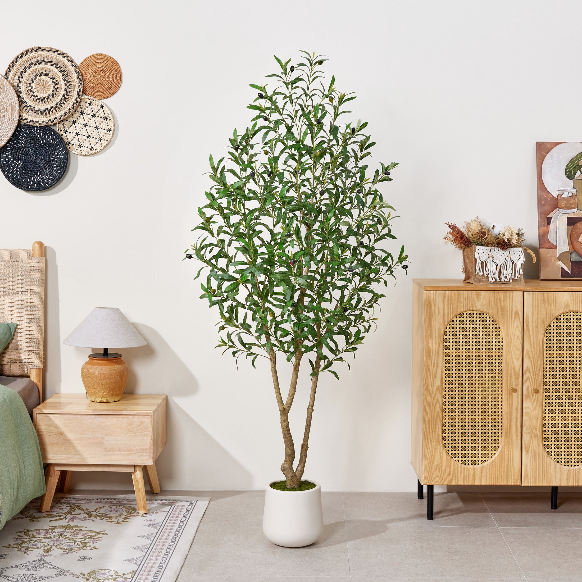 DR.Planzen 6ft Artificial Olive Tree, UV Resistant Faux Plant for Indoor and Outdoor Decor (White Planter, 6 ft) xyujg