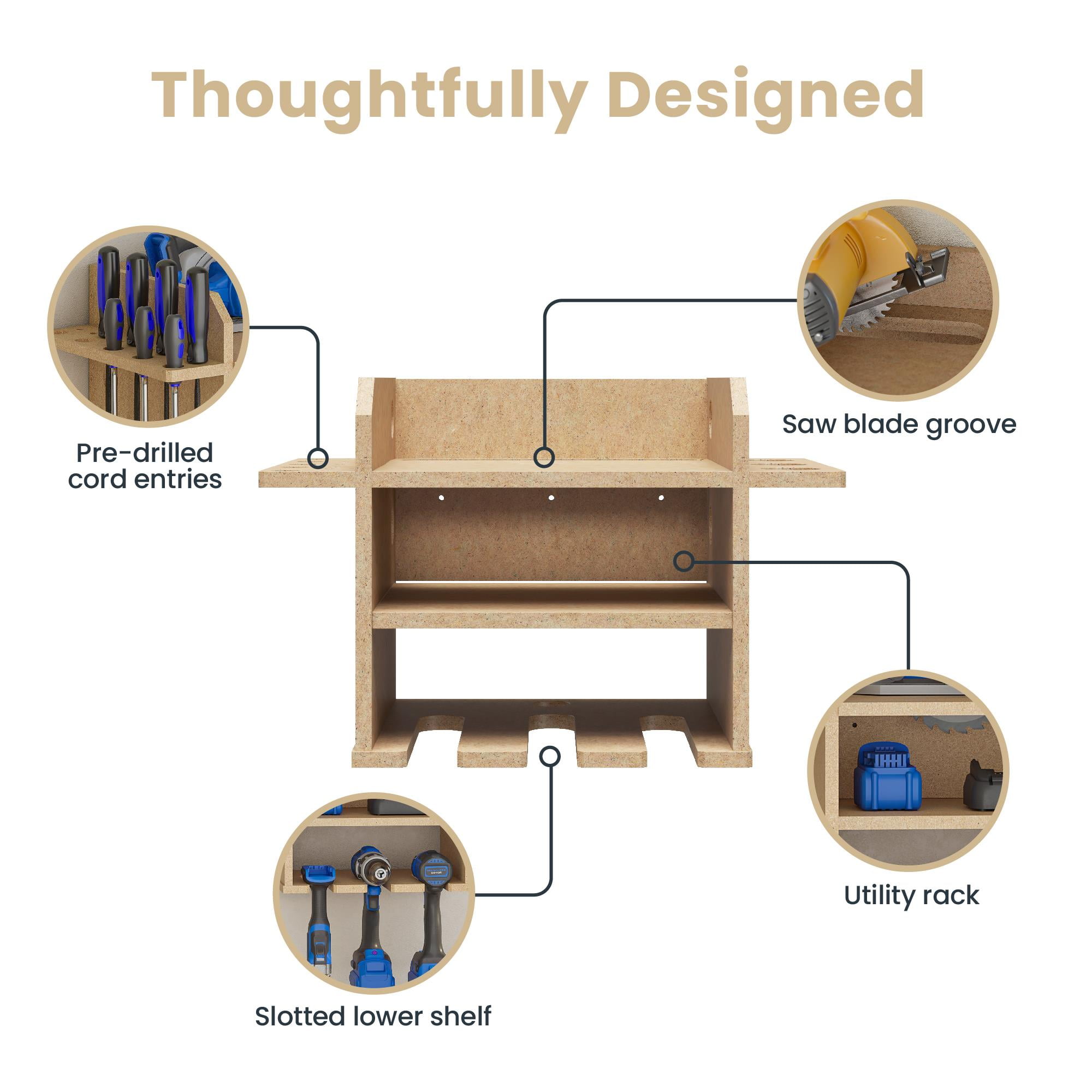 Systembuild Evolution Benford Wall Mount Tool Organizer for Drills and Saws (Raw Board) r7q3o
