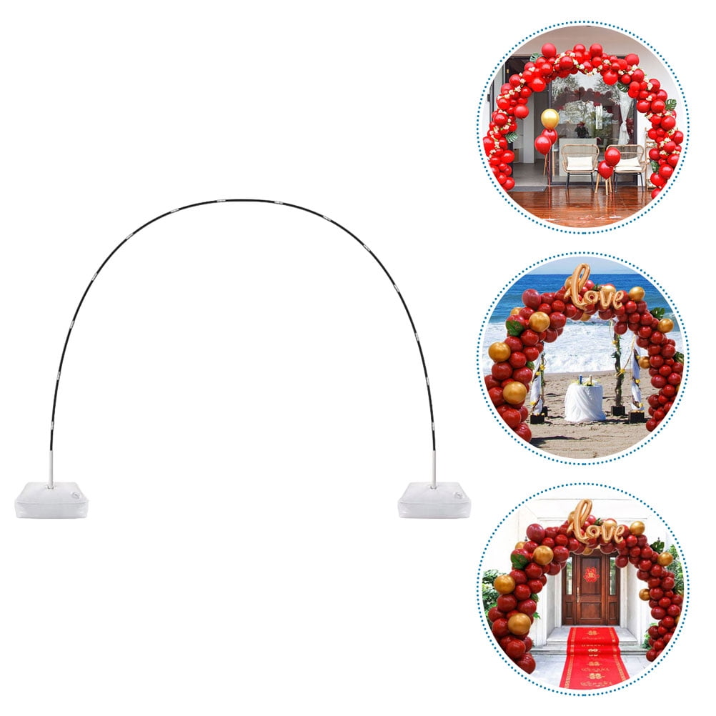 MLINS Adjustable Balloon Arch Stand Kit with Water Fillable Base for Party Decorations (White, 1 Set) s6t5t