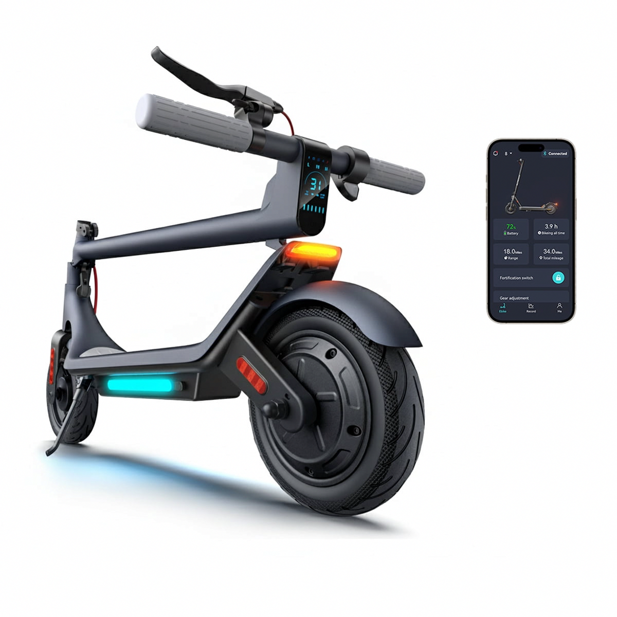 Golucky Electric Scooter for Adults, 500W Motor, 31-Mile Range, Foldable Commuter E-Scooter with Smart App Control (10 in Tires, 265 lb Capacity) qo08c